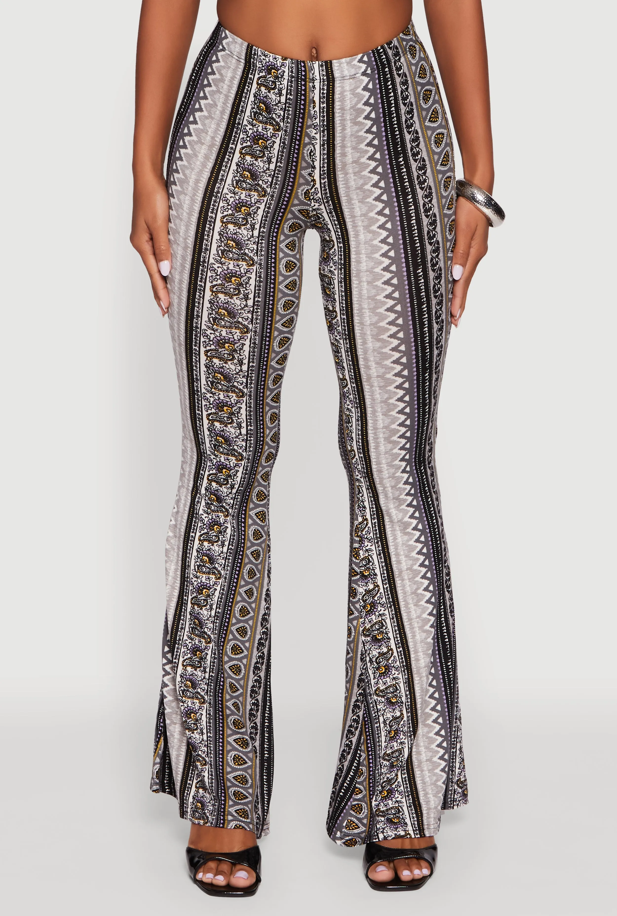 Boho Border Print High Waisted Flare Leg Pants sold by Rainbow product image thumbnail 5