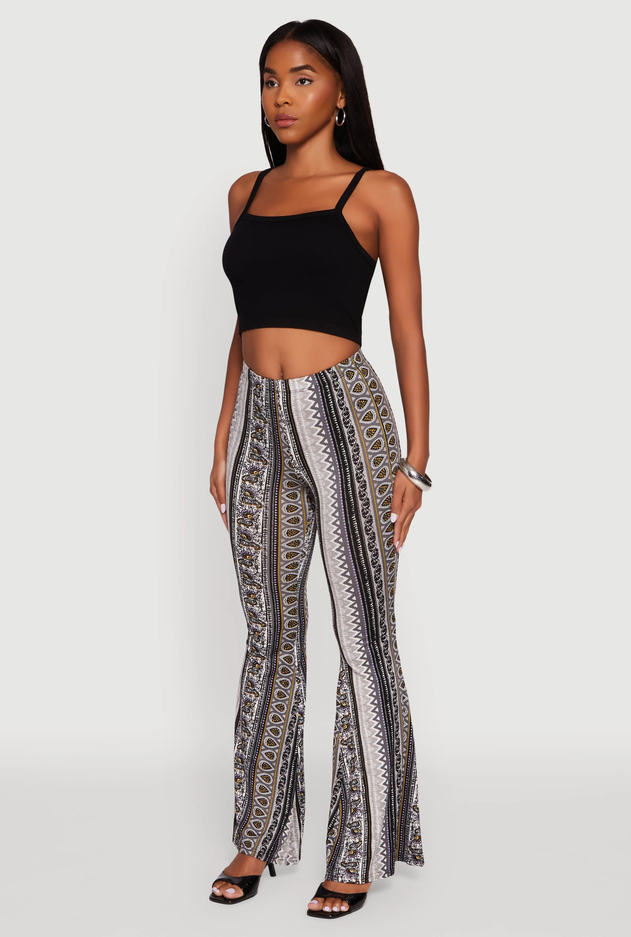Boho Border Print High Waisted Flare Leg Pants sold by Rainbow product image thumbnail 3