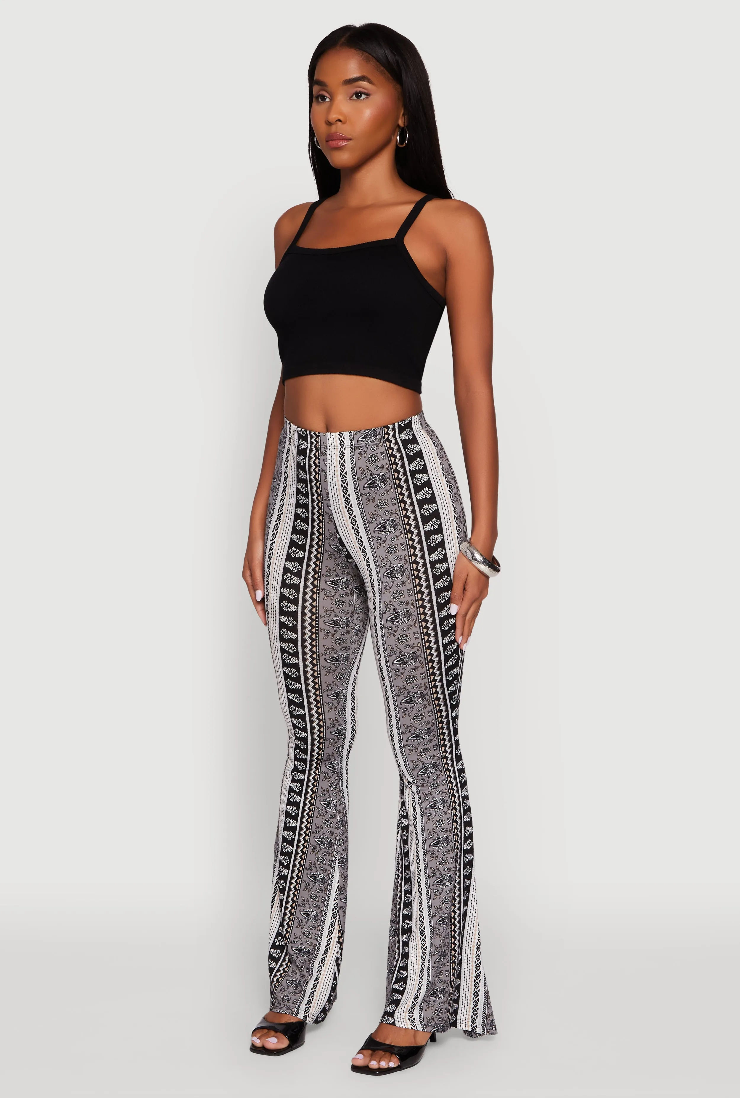 Boho Border Print High Waisted Flare Leg Pants sold by Rainbow product image thumbnail 3