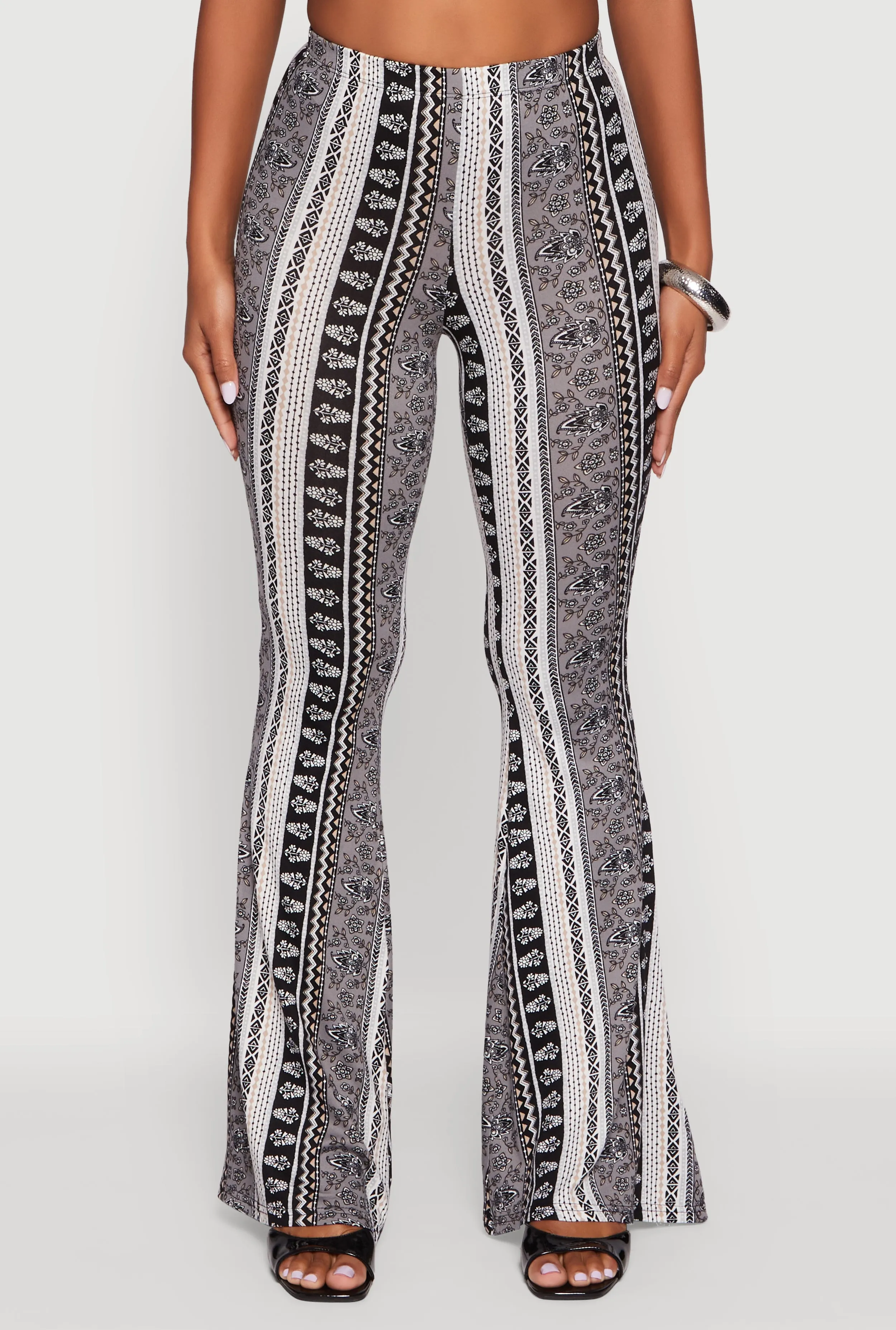 Boho Border Print High Waisted Flare Leg Pants sold by Rainbow product image thumbnail 5