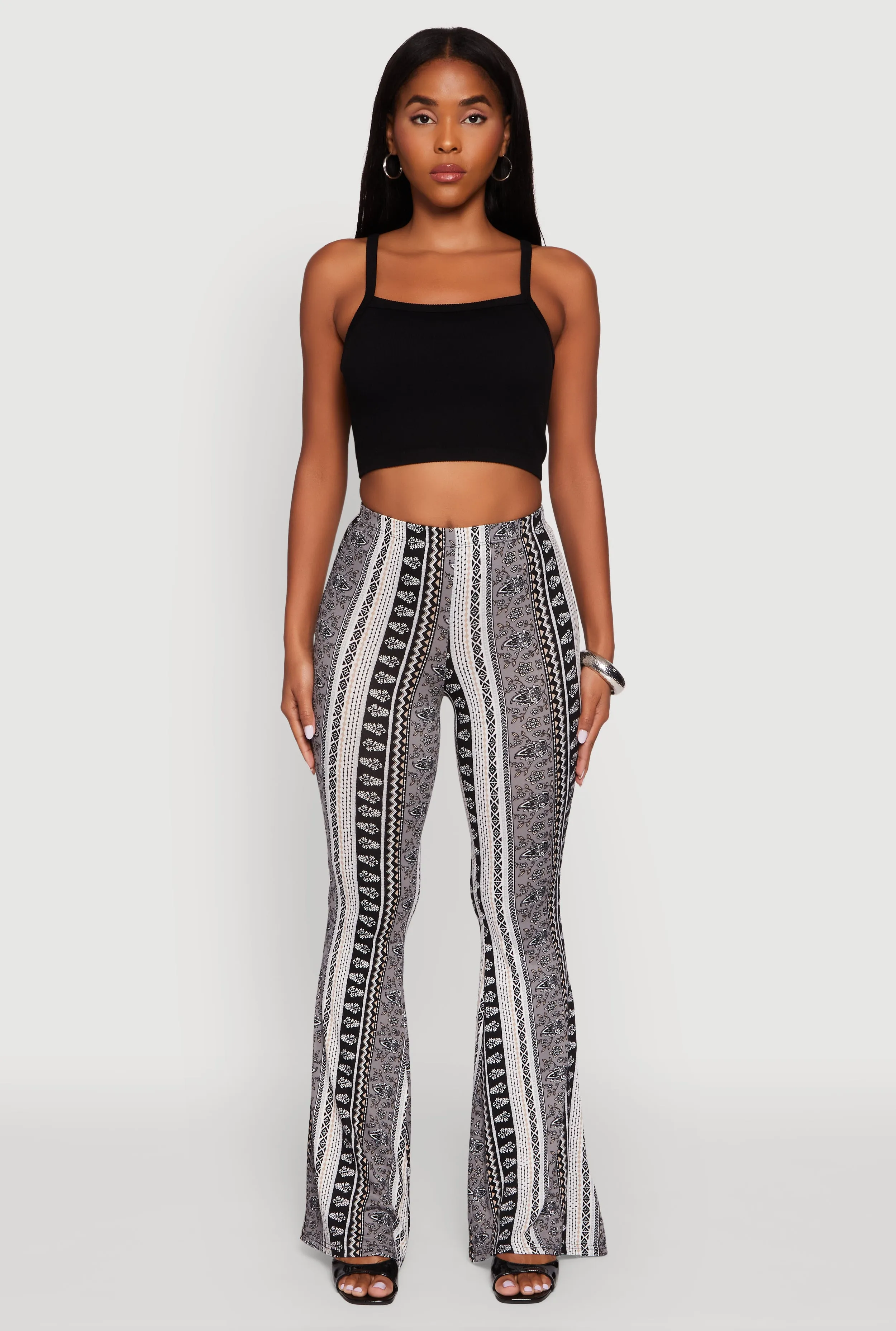 Boho Border Print High Waisted Flare Leg Pants sold by Rainbow product image thumbnail 2