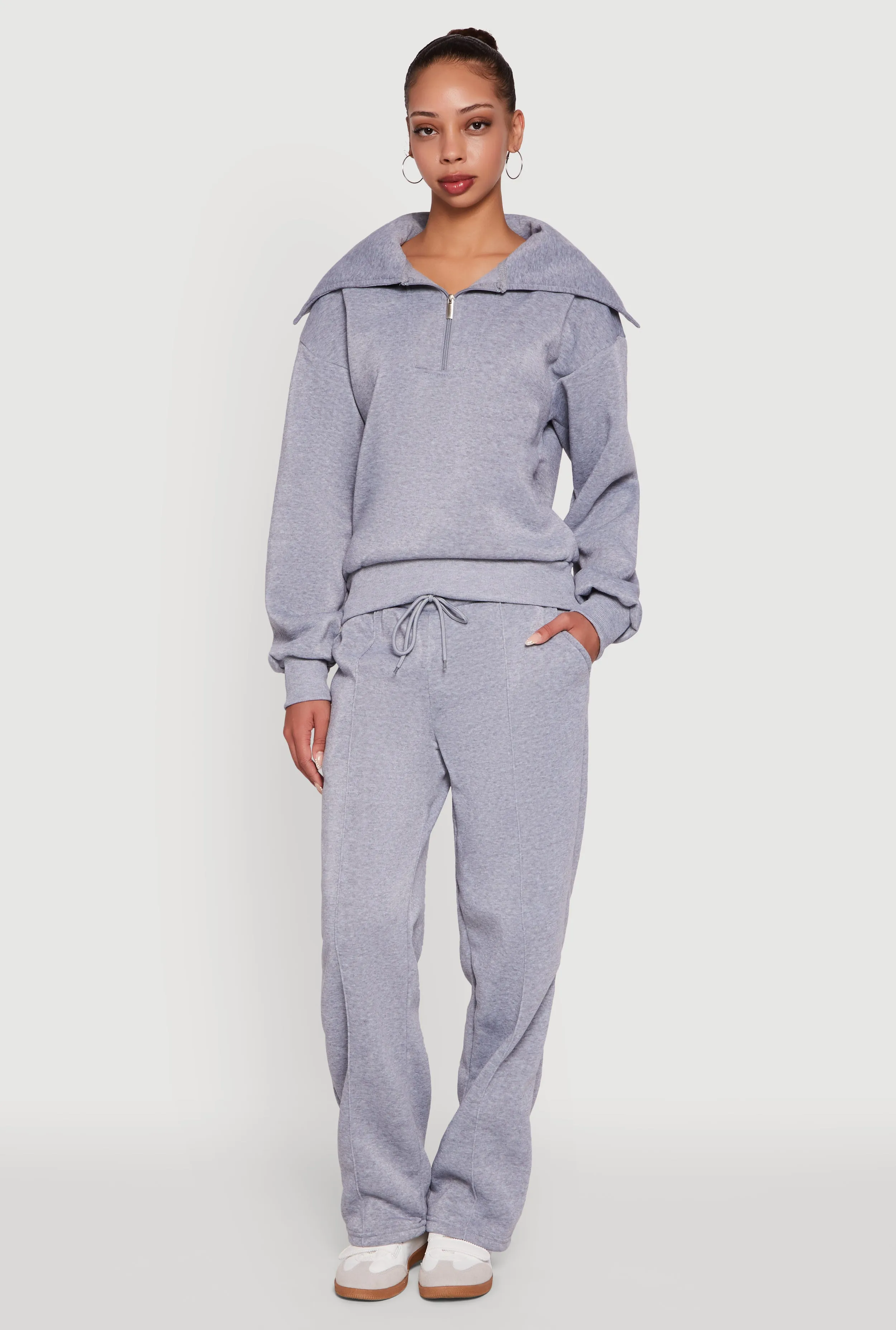 Fleece Collared Quarter Zip Pullover Sweatshirt sold by Rainbow product image thumbnail 2