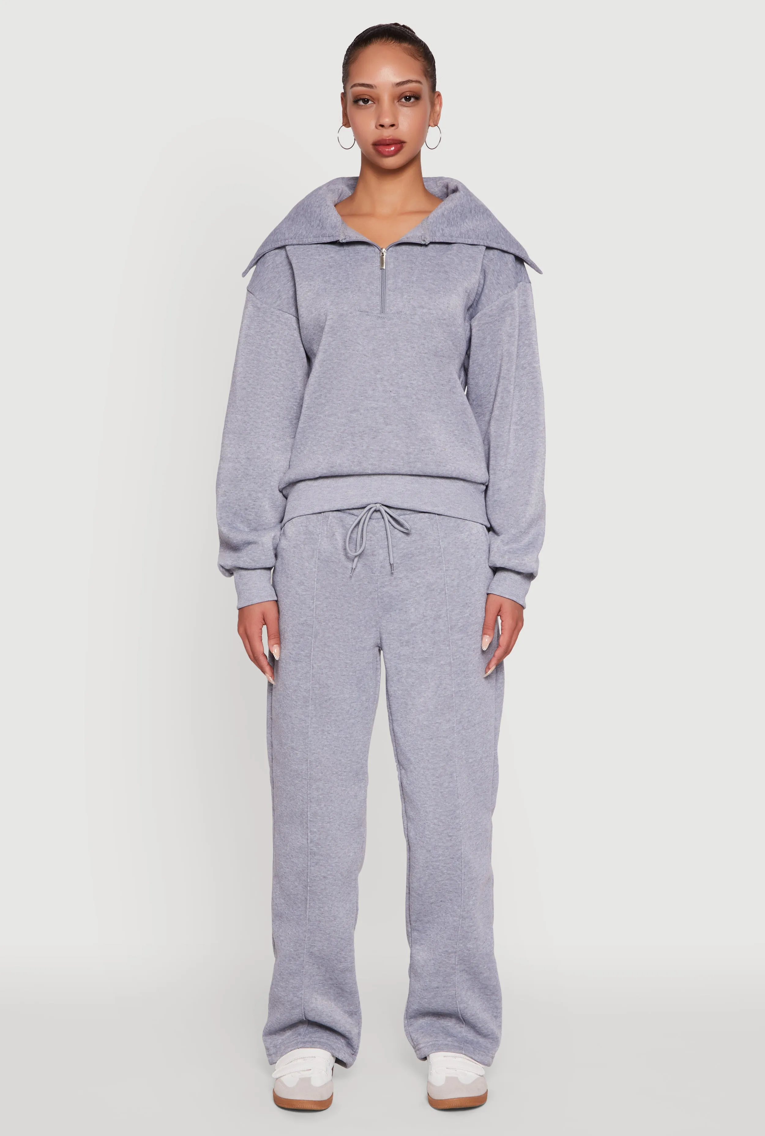 Fleece Collared Quarter Zip Pullover Sweatshirt sold by Rainbow product image thumbnail 3