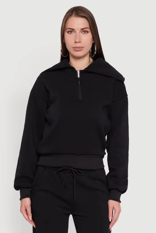 Fleece Collared Quarter Zip Pullover Sweatshirt sold by Rainbow