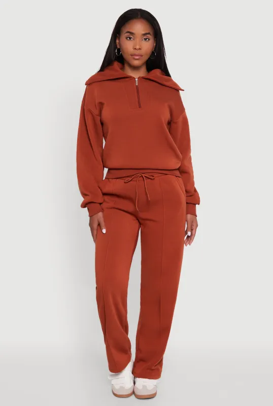 Fleece Collared Quarter Zip Pullover Sweatshirt sold by Rainbow