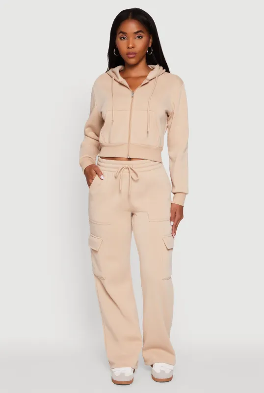Wide Leg Fleece Sweatpants with Cargo Pockets sold by Rainbow