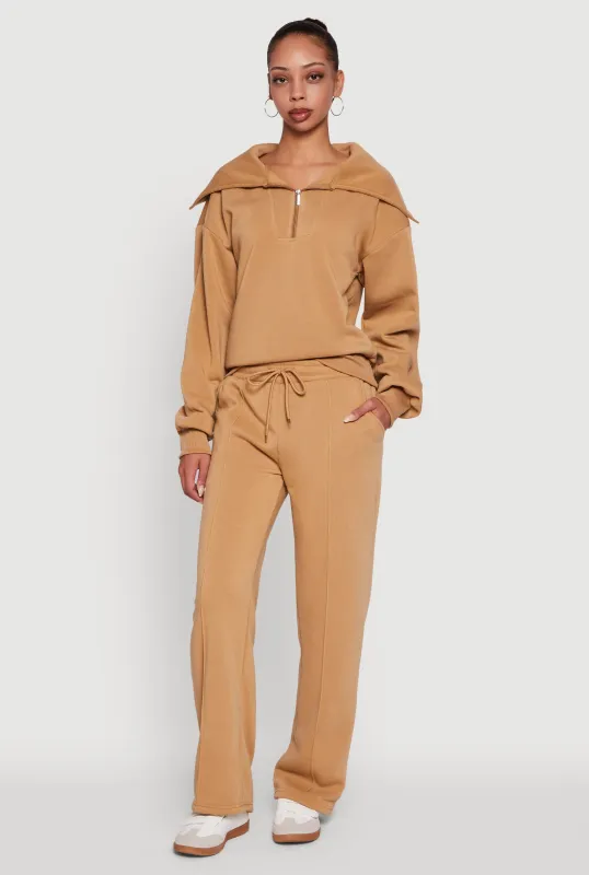Wide Leg Fleece Sweatpants with Pockets sold by Rainbow