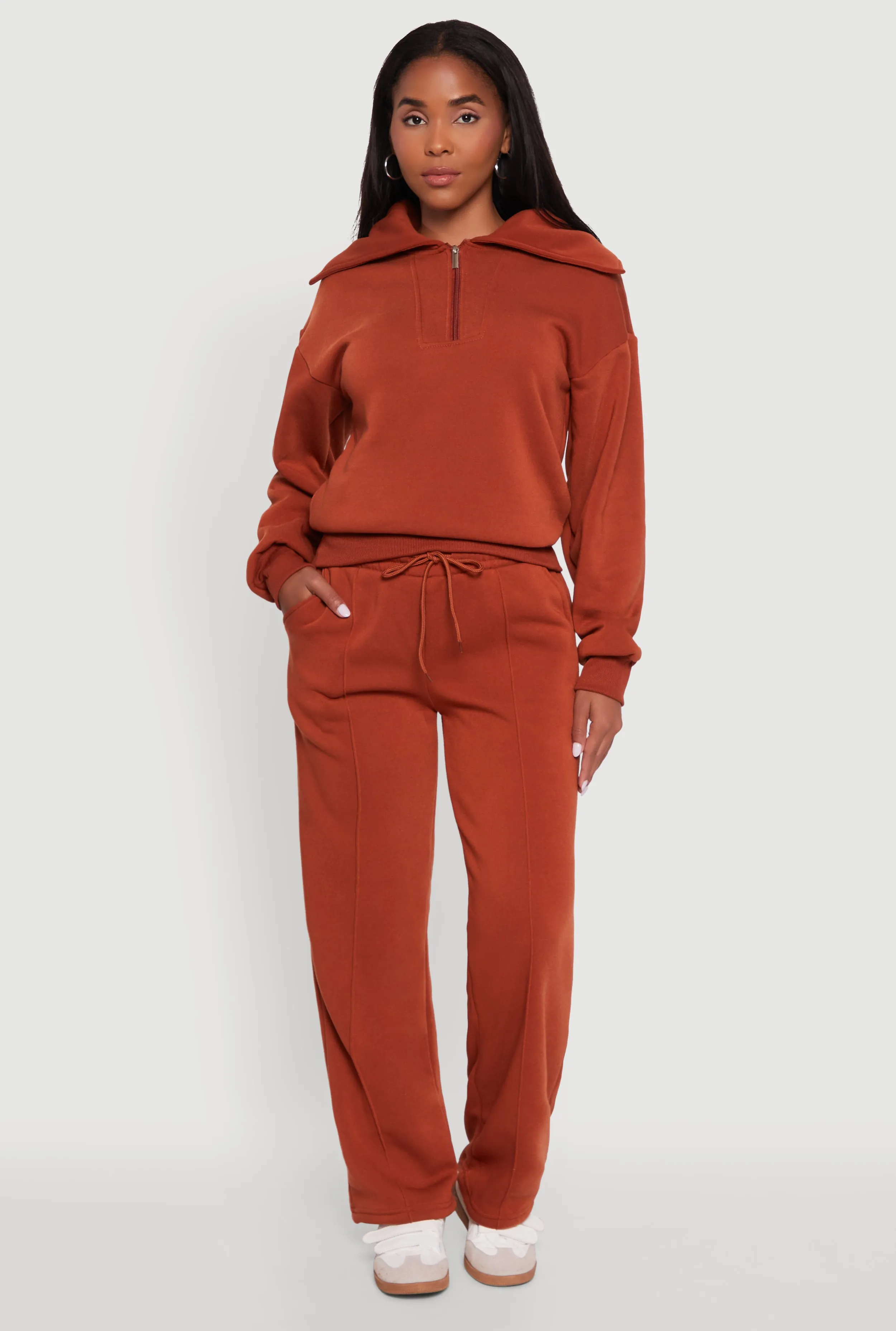 Wide Leg Fleece Sweatpants with Pockets sold by Rainbow