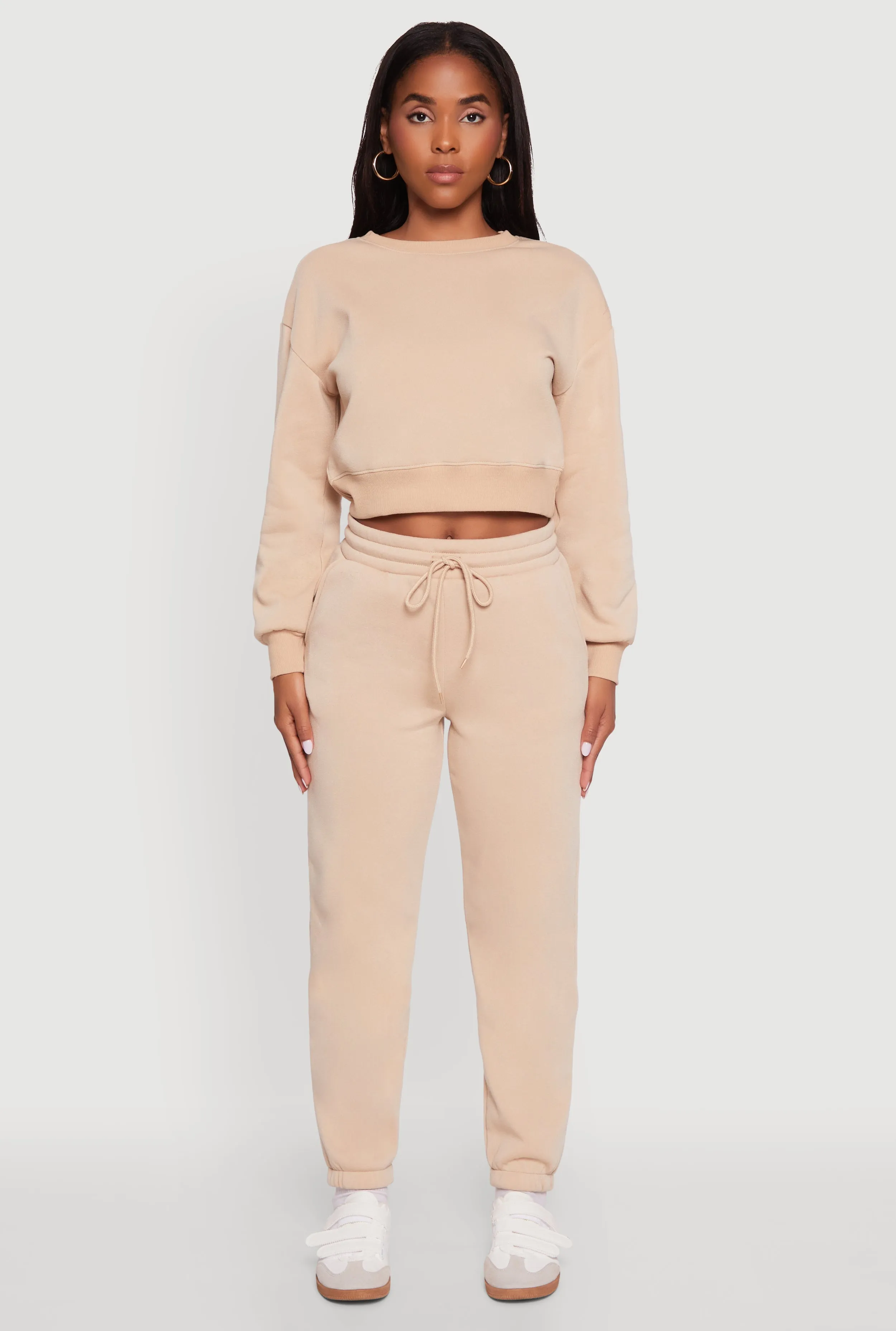 Fleece Long Sleeve Cropped Pullover Sweatshirt sold by Rainbow product image thumbnail 3