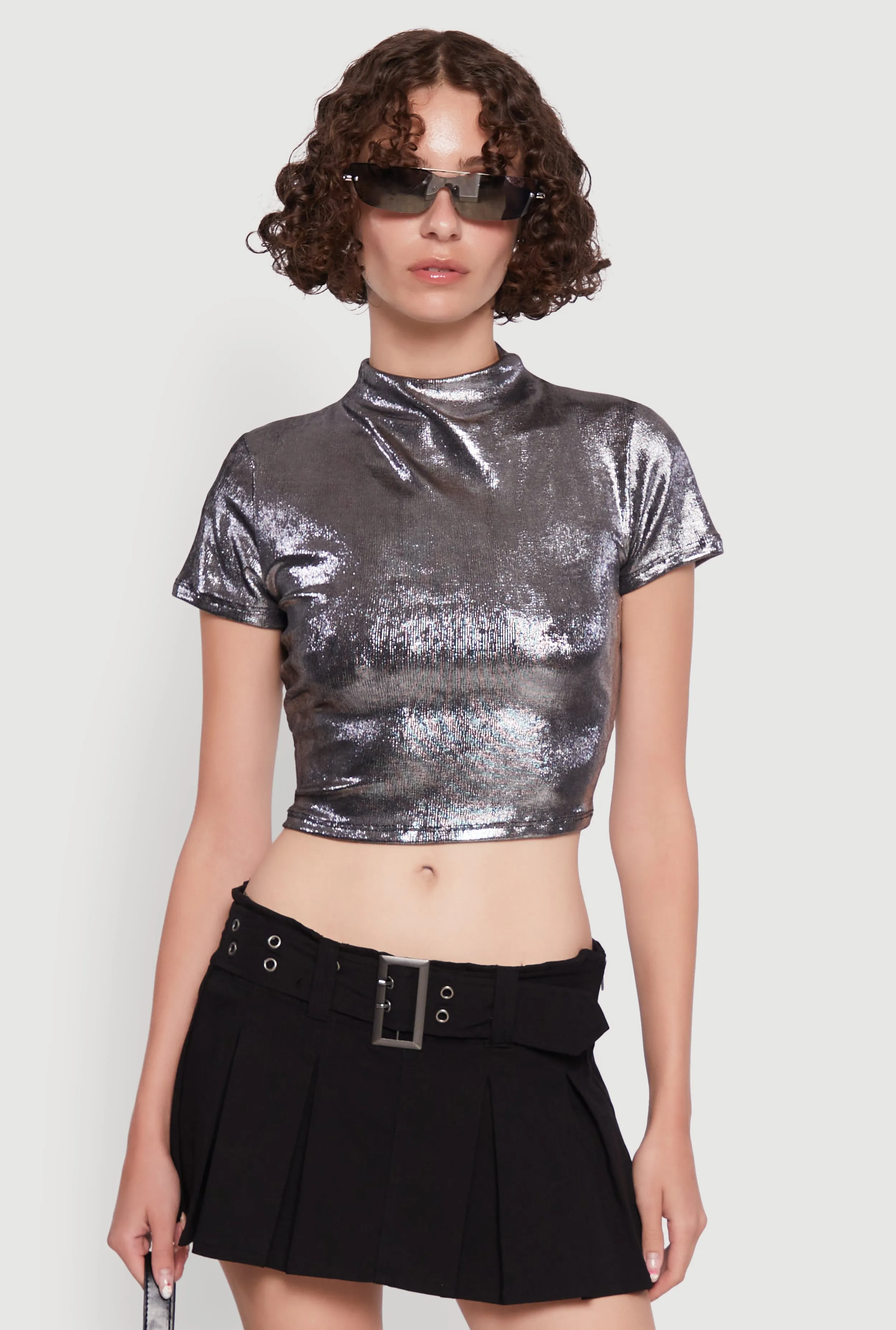 Metallic Short Sleeve Crop Top sold by Rainbow product image thumbnail 2