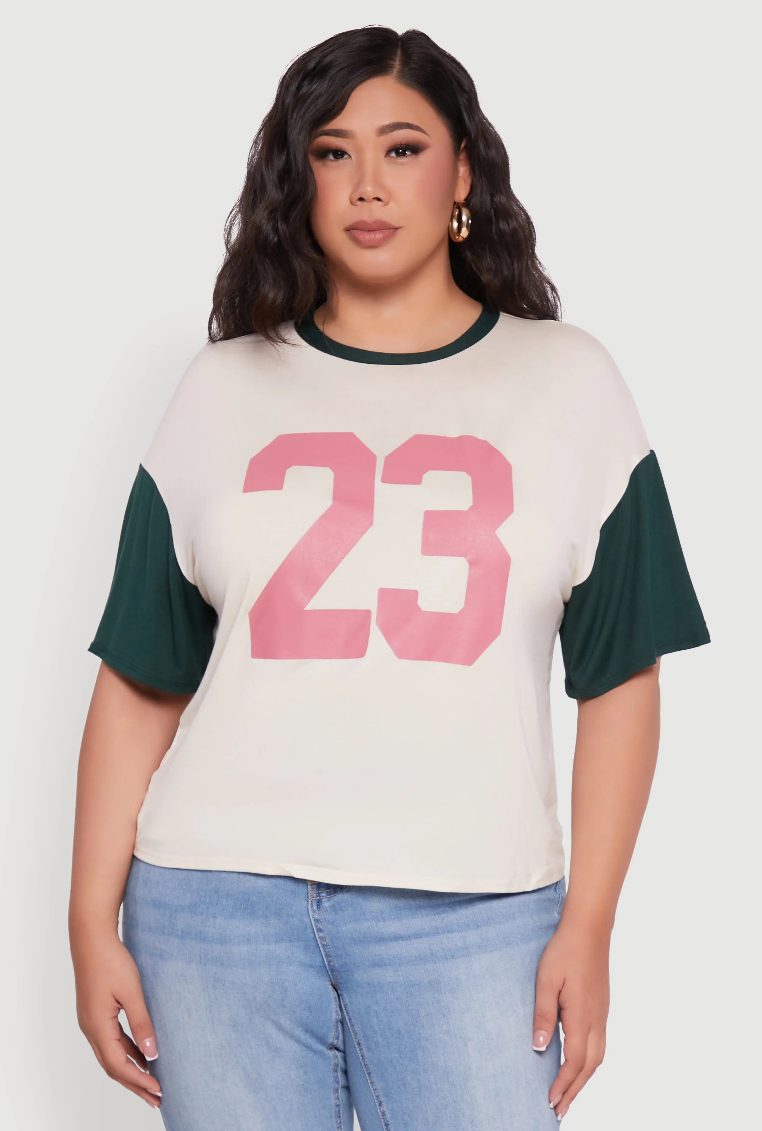 Plus Size 23 Color Blocked Short Sleeve Graphic Tee sold by Rainbow product image thumbnail 2