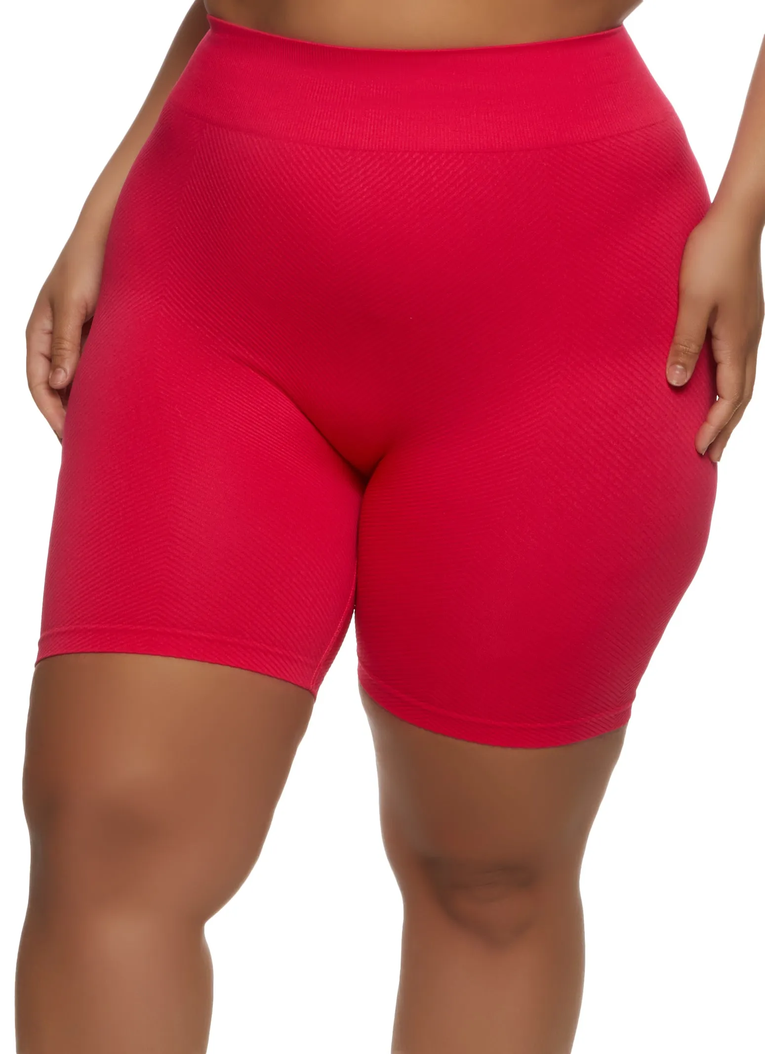 Plus Size Textured Knit High Waisted Biker Shorts sold by Rainbow product image thumbnail 4