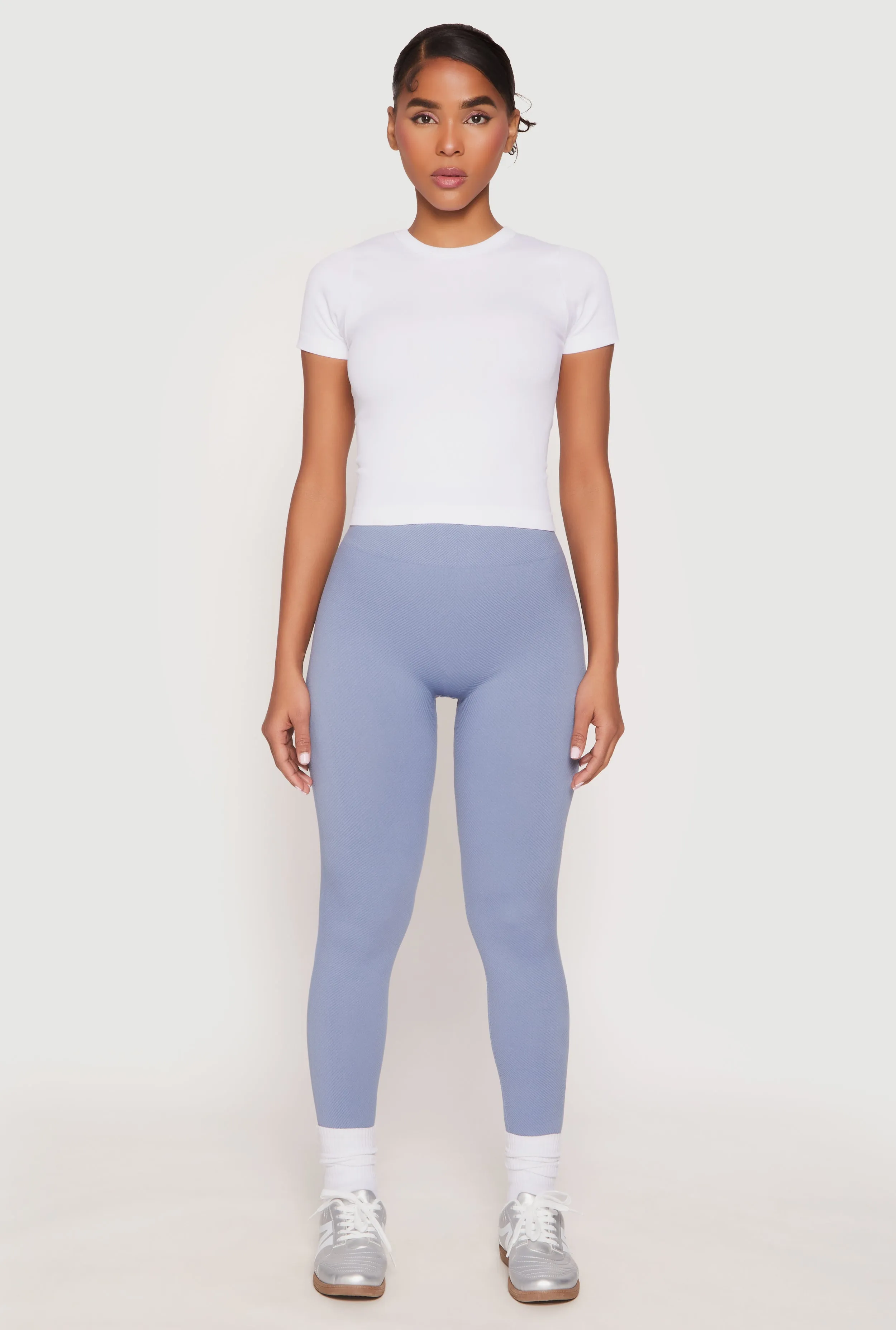 Rib Knit Seamless High Waist Leggings sold by Rainbow