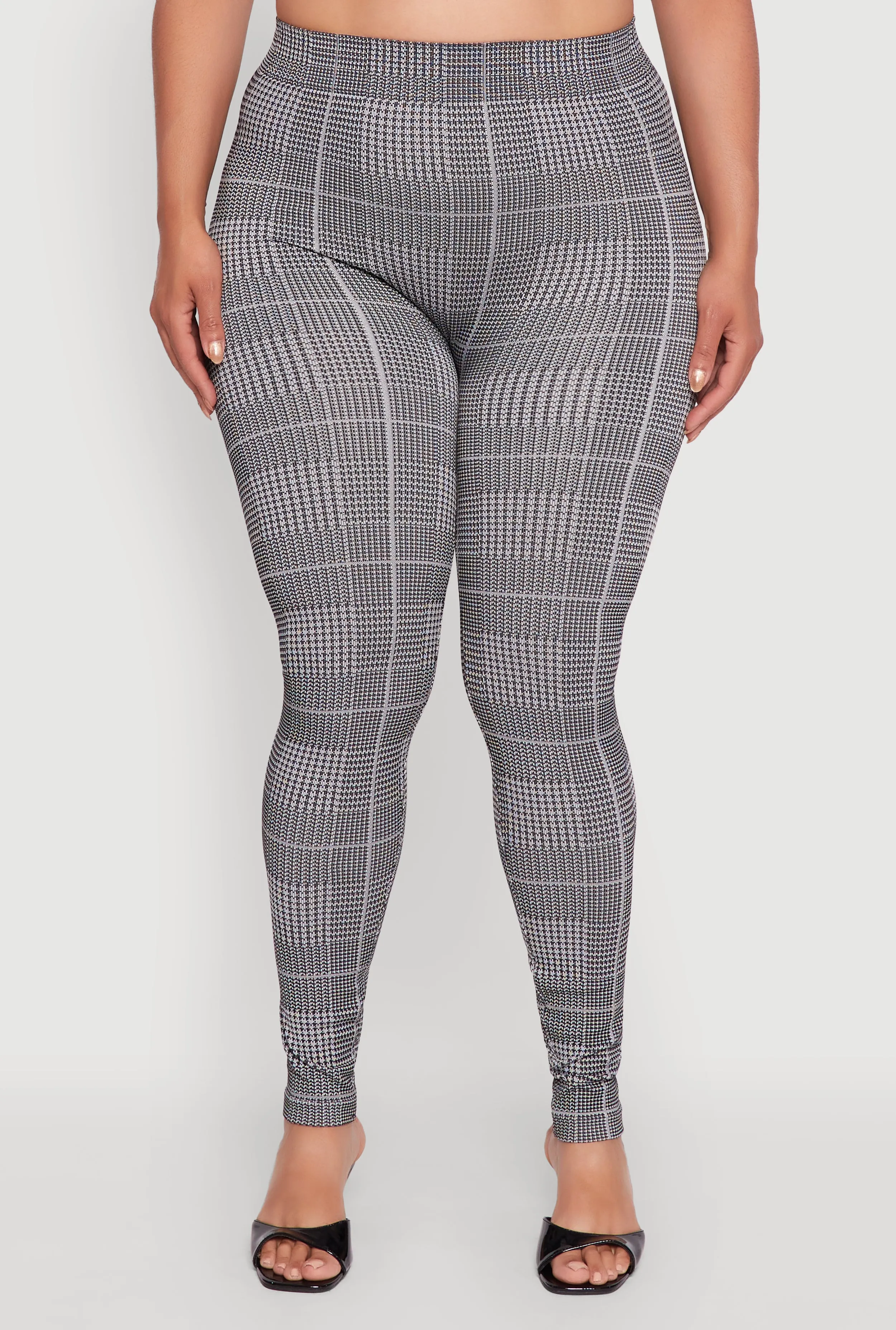 Plus Size High Waisted Houndstooth Plaid Leggings sold by Rainbow product image thumbnail 5