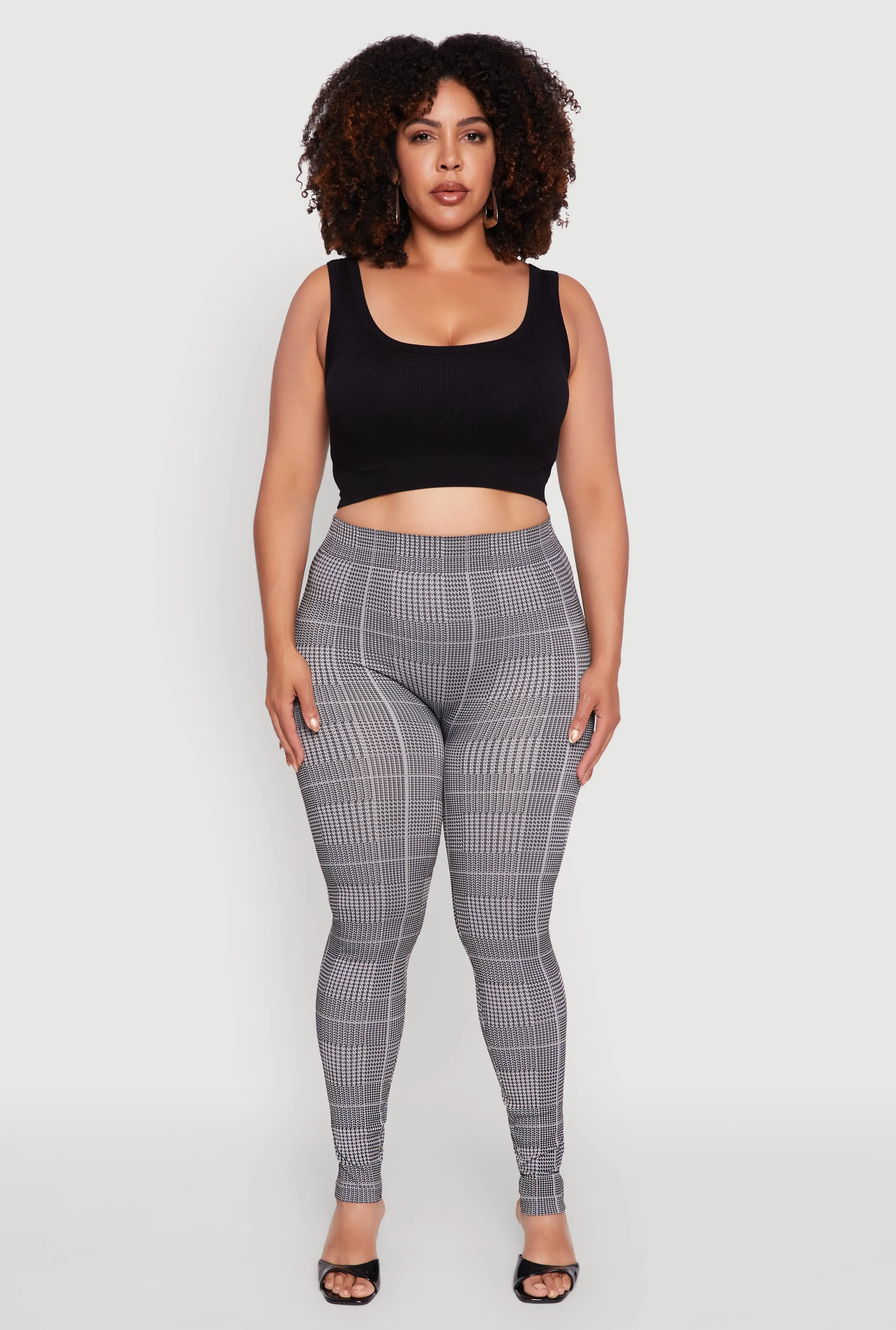 Plus Size High Waisted Houndstooth Plaid Leggings sold by Rainbow product image thumbnail 2