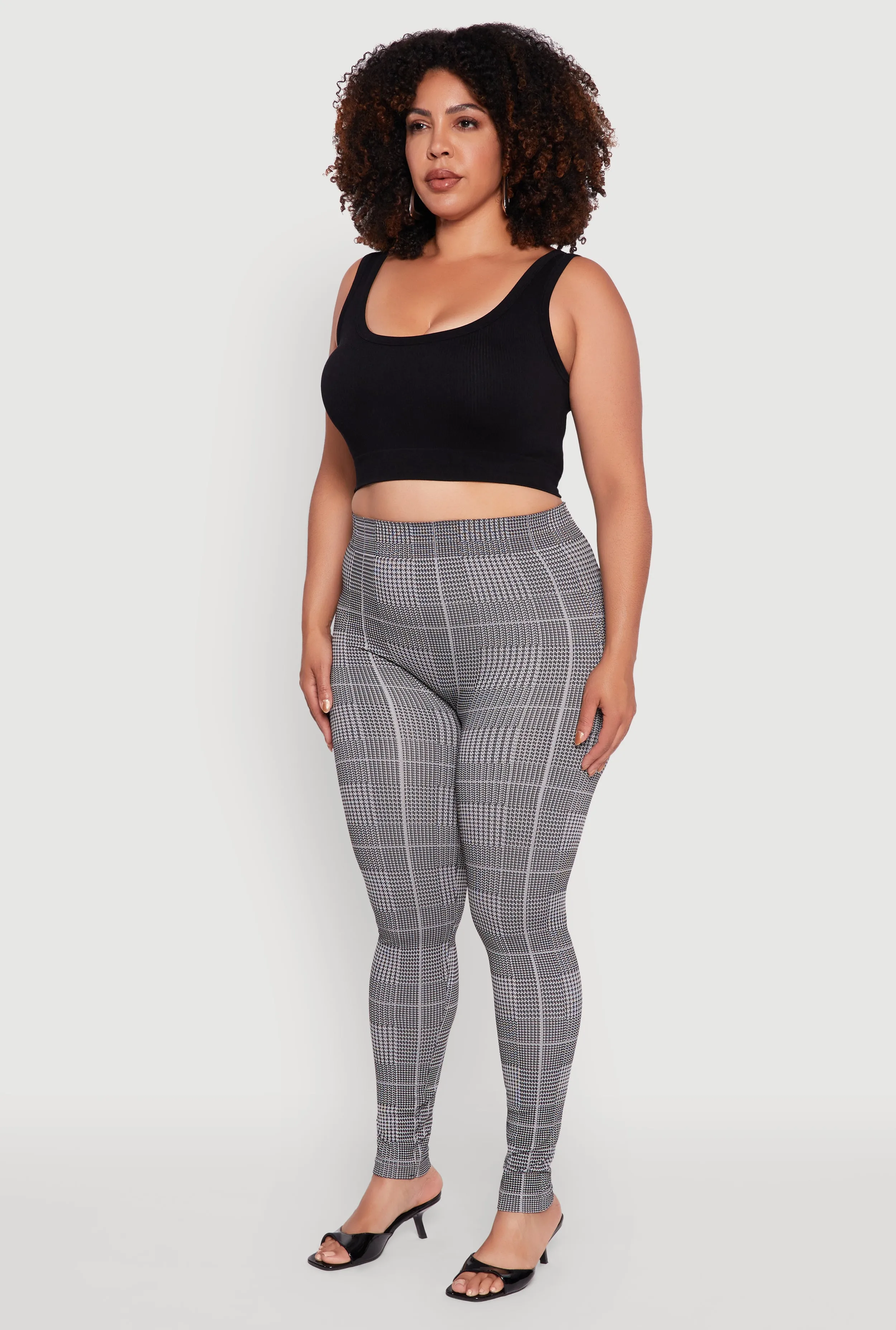 Plus Size High Waisted Houndstooth Plaid Leggings sold by Rainbow product image thumbnail 3