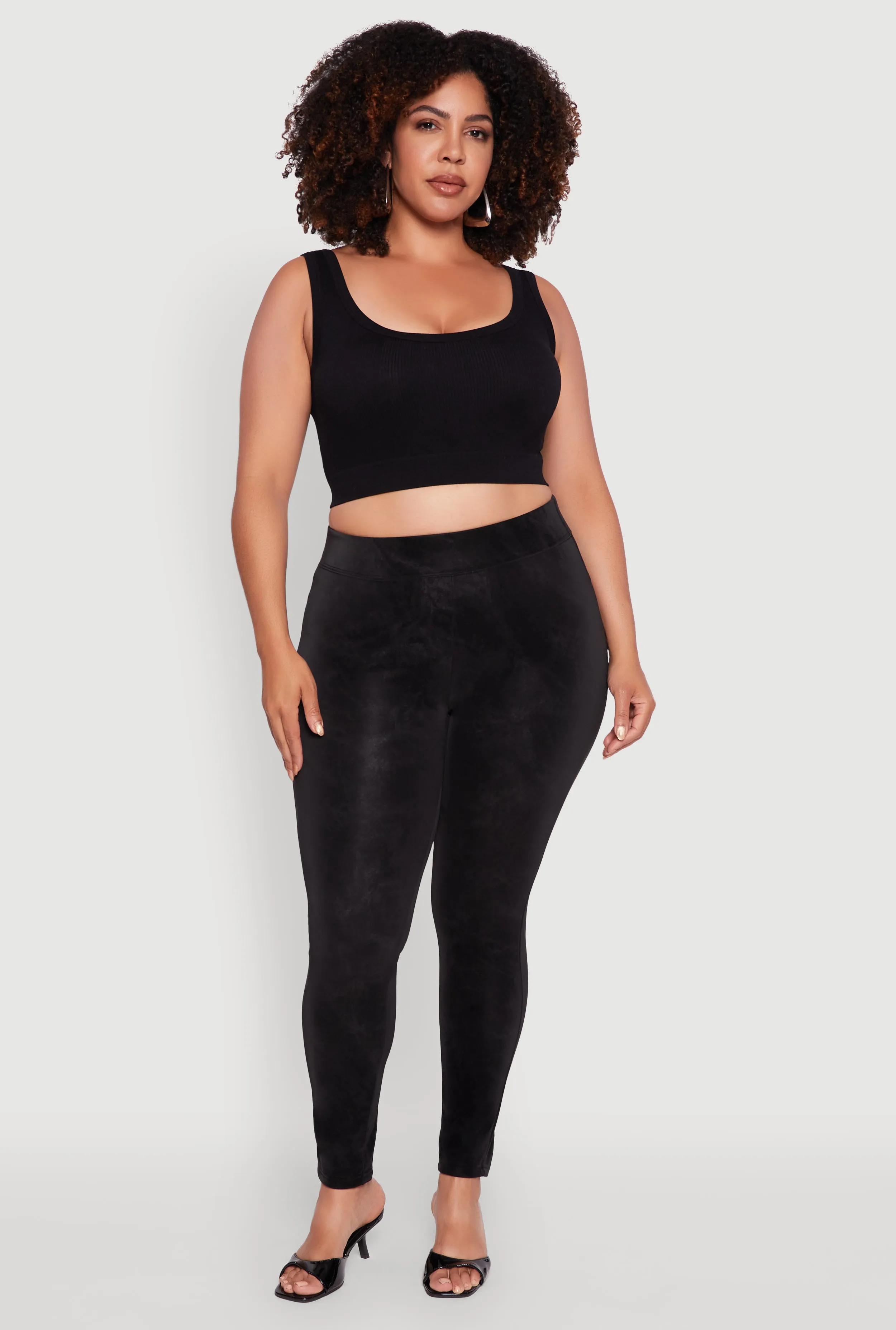 Plus Size High Waisted Lined Leather Look Leggings sold by Rainbow