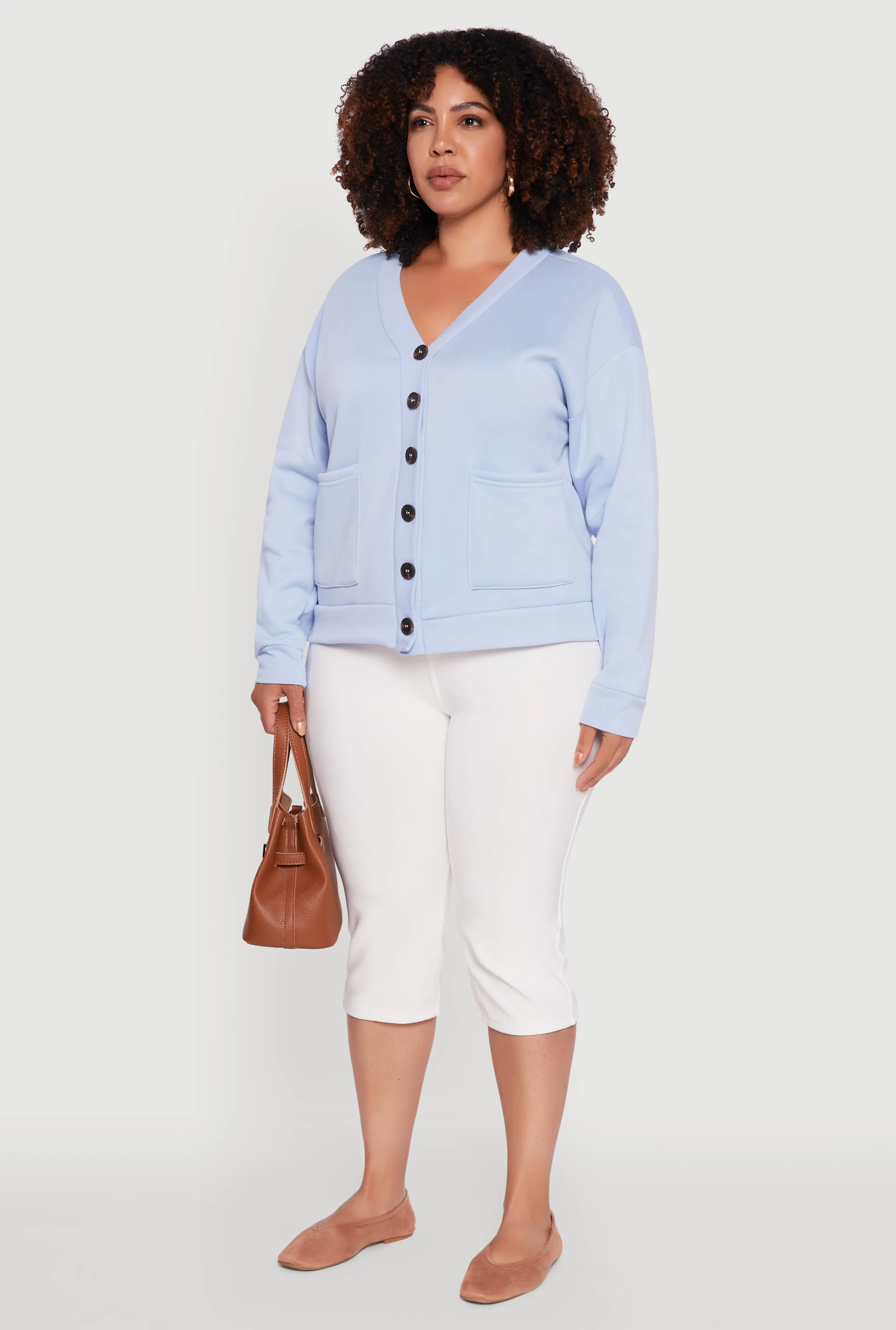 Plus Size Oversized Fleece Lined Button Front Cardigan sold by Rainbow product image thumbnail 5