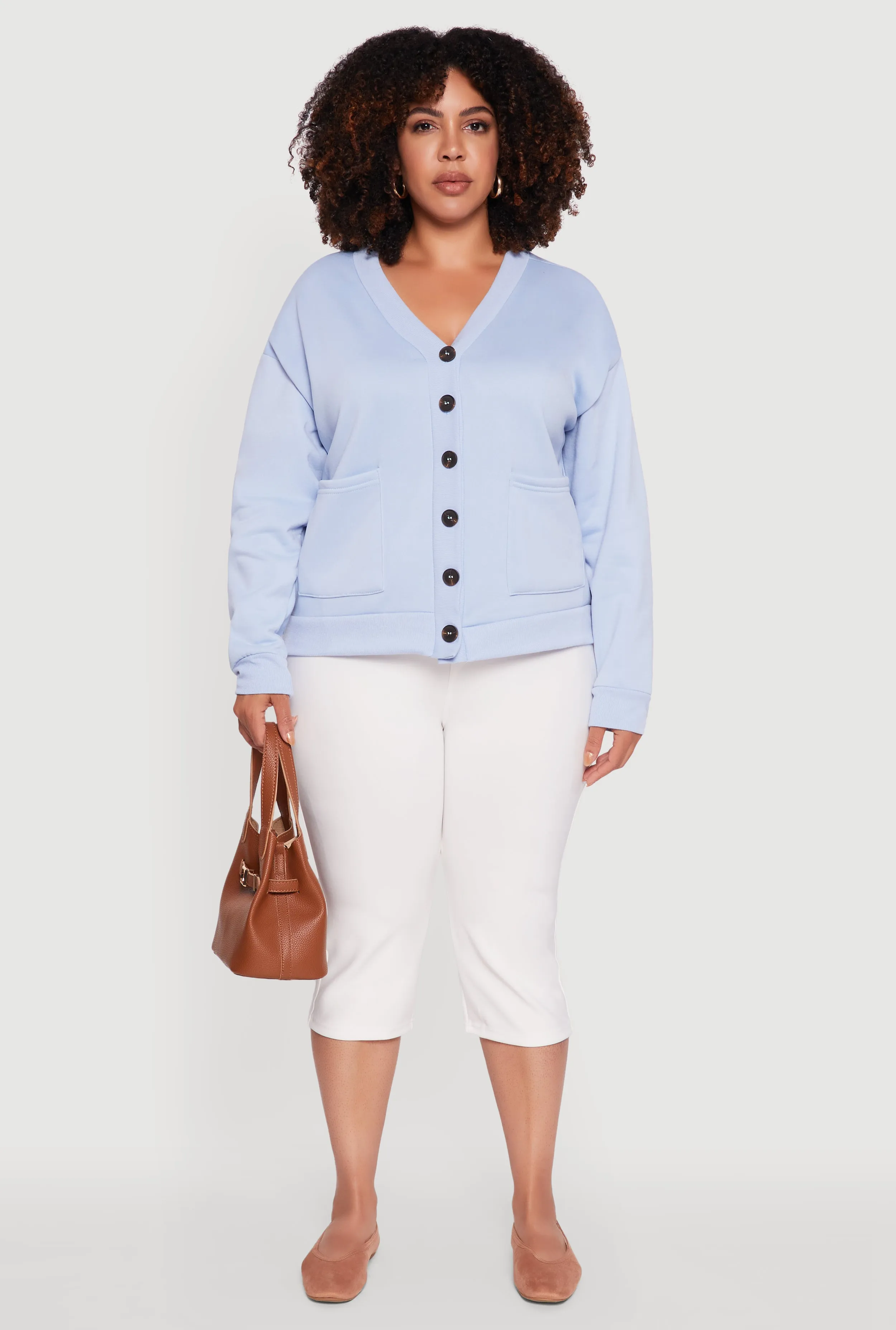 Plus Size Oversized Fleece Lined Button Front Cardigan sold by Rainbow product image thumbnail 3