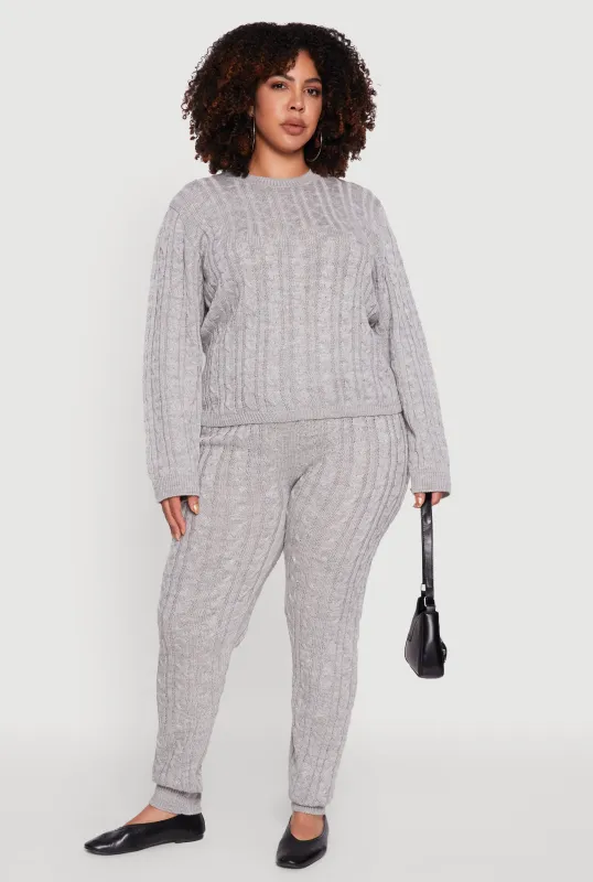 Plus Size Cable Knit Joggers sold by Rainbow