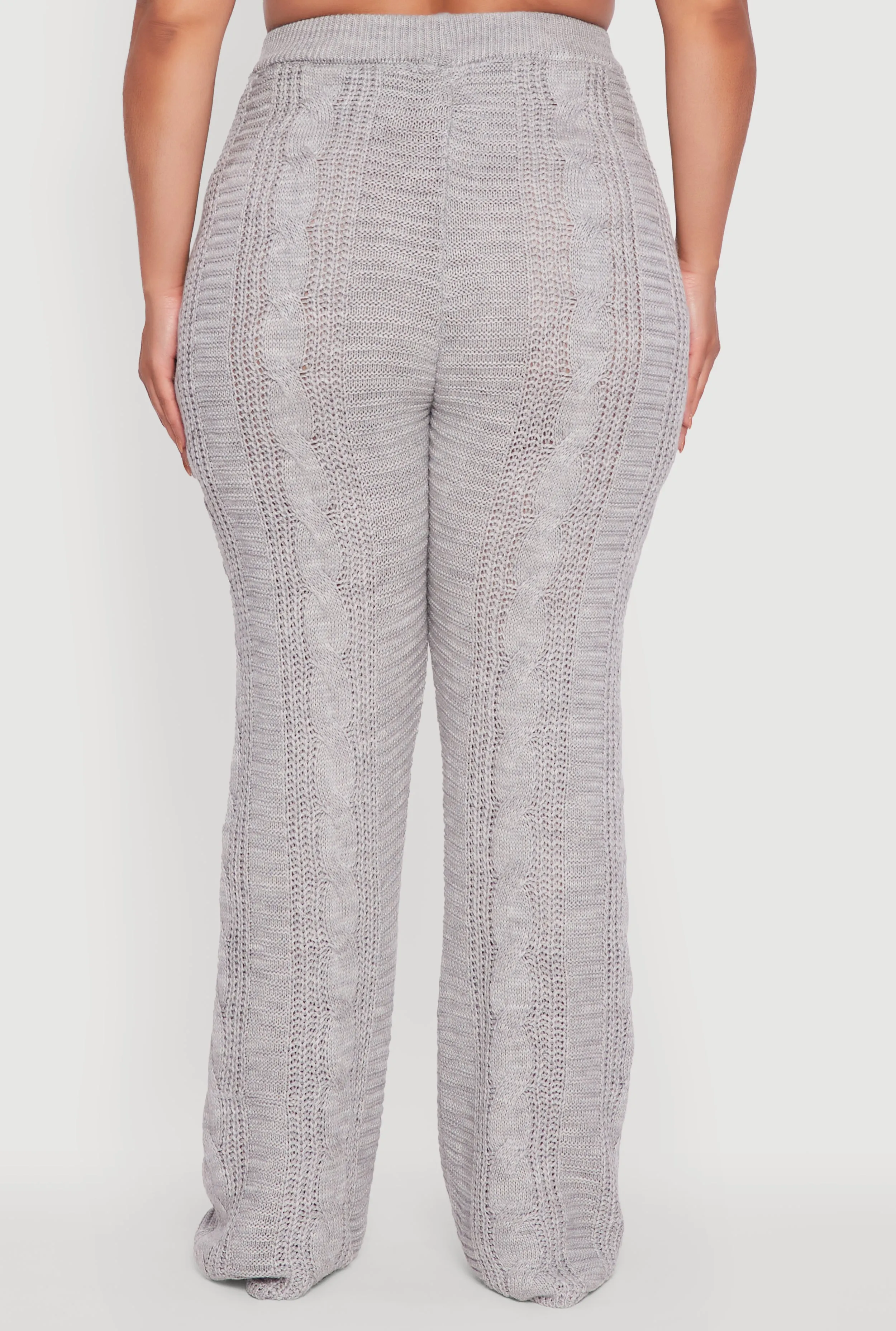 Plus Size High Waisted Cable Knit Flared Leg Pants sold by Rainbow product image thumbnail 5