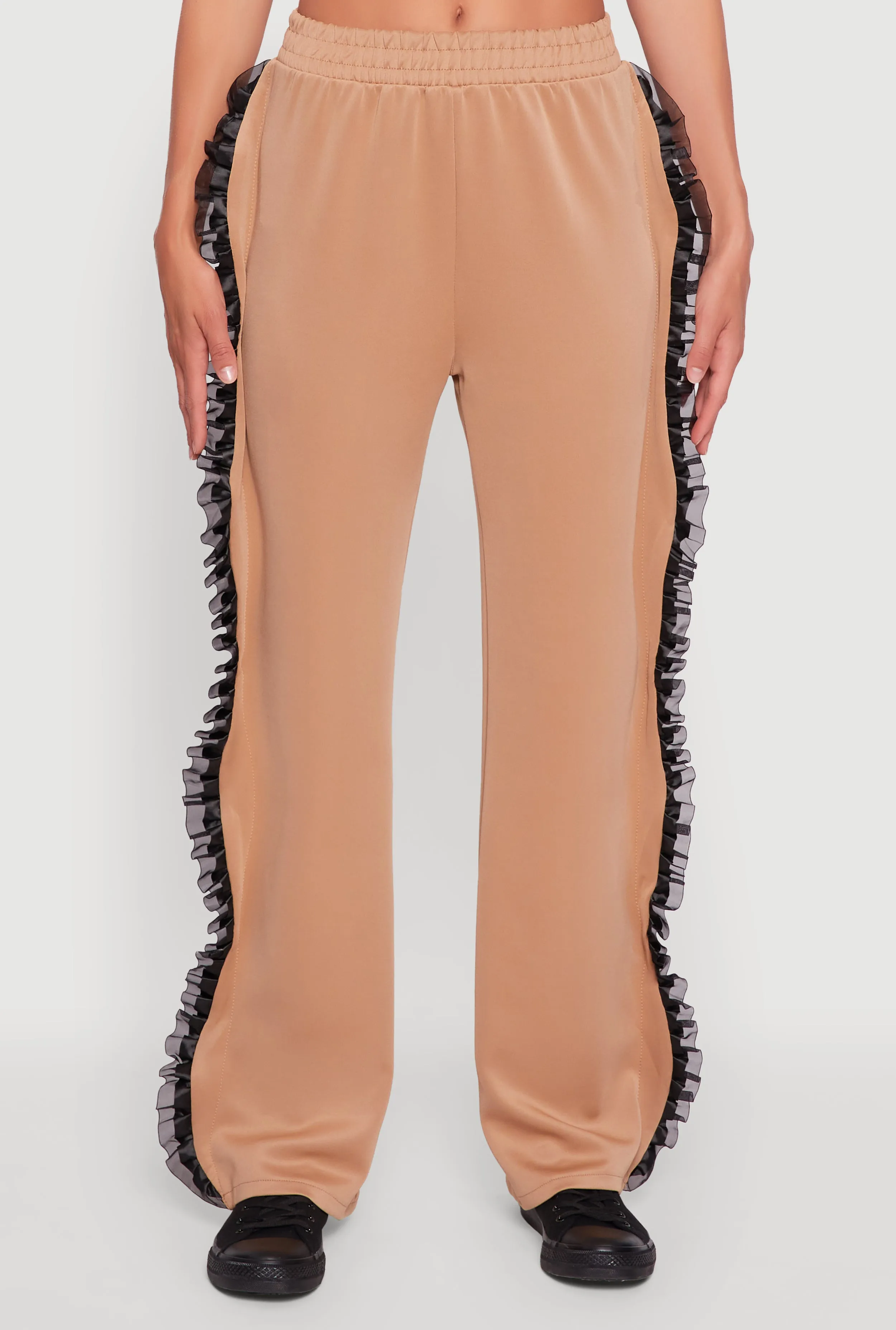 High Waisted Ruffle Trim Flare Leg Pants sold by Rainbow product image thumbnail 3