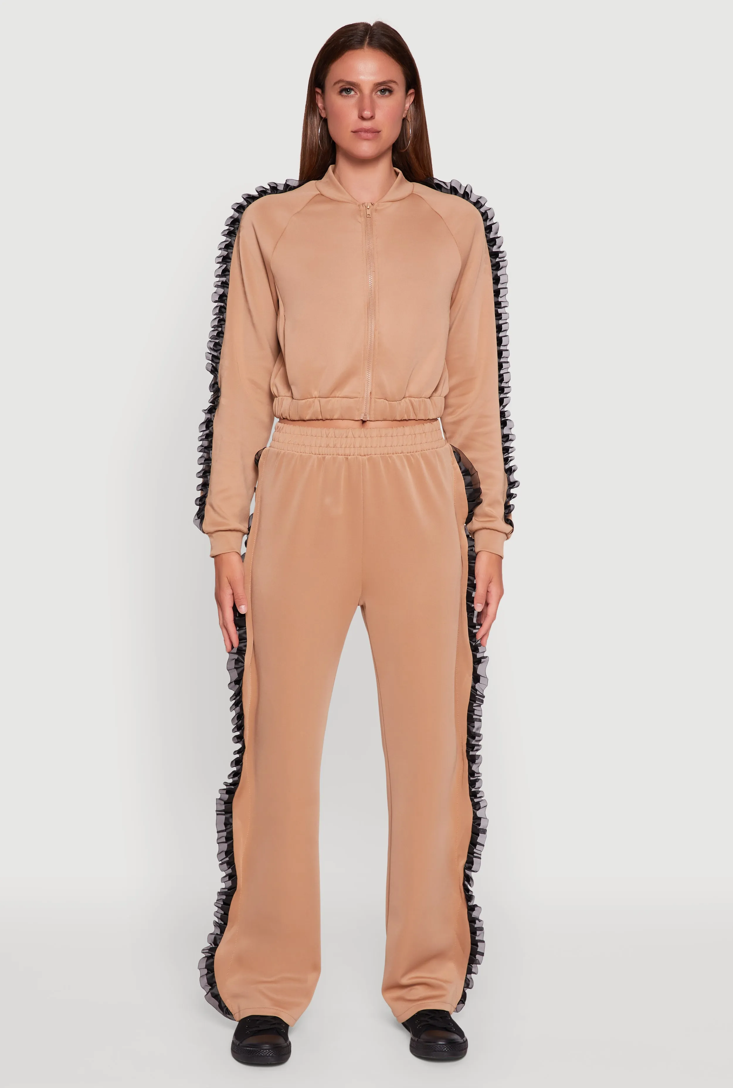 High Waisted Ruffle Trim Flare Leg Pants sold by Rainbow product image thumbnail 2