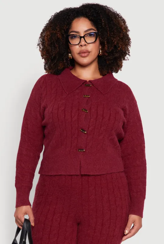 Plus Size High Waisted Cable Knit Pants sold by Rainbow