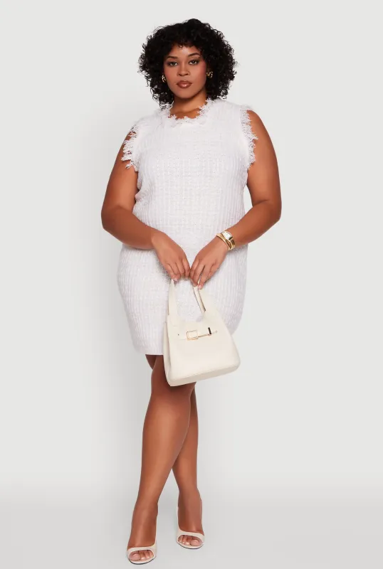 Plus Size Sleeveless Notch Neck Sweater Dress sold by Rainbow