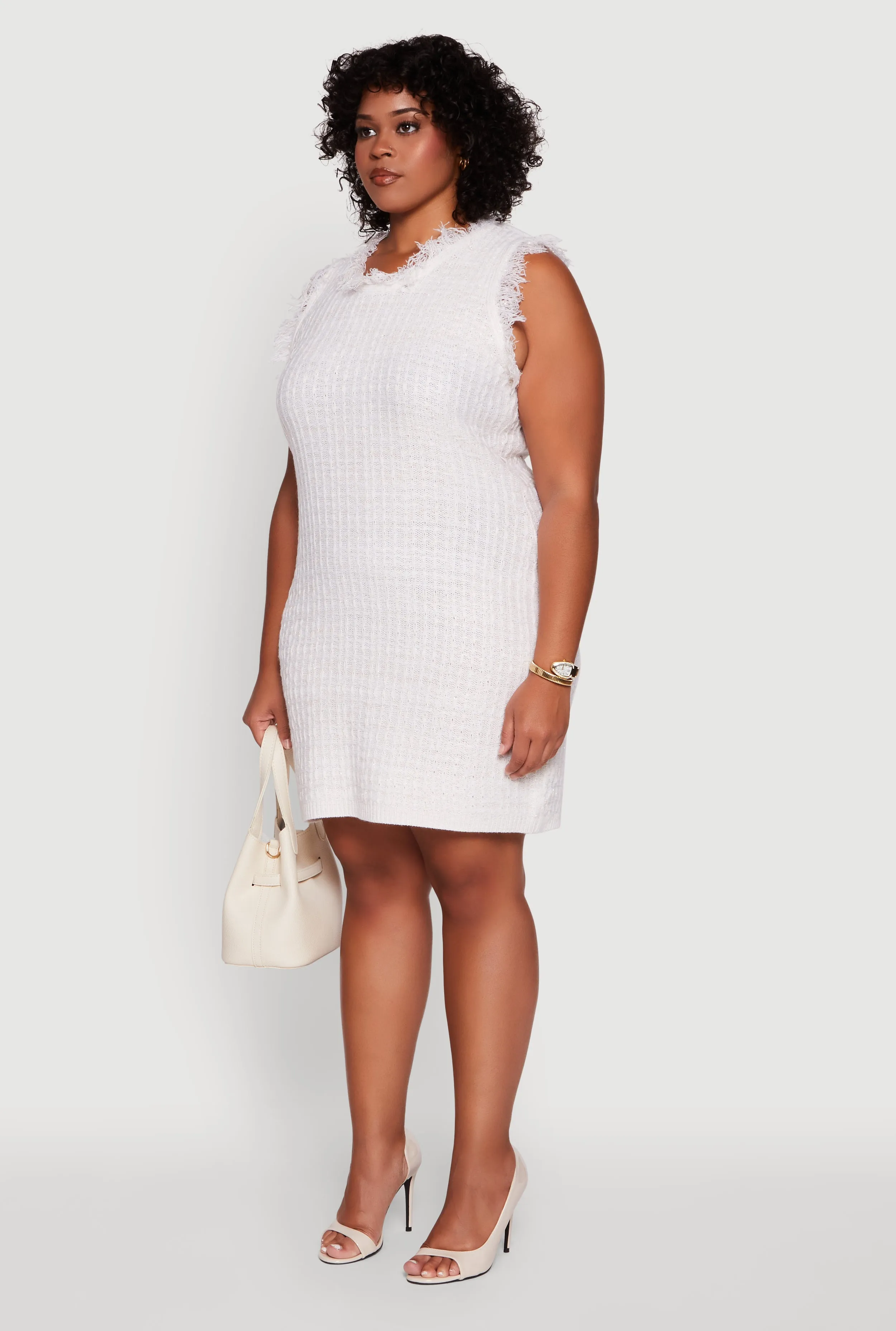 Plus Size Sleeveless Notch Neck Sweater Dress sold by Rainbow product image thumbnail 3