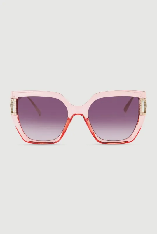Metallic Detail Oversized Sunglasses with Gradient Lenses sold by Rainbow