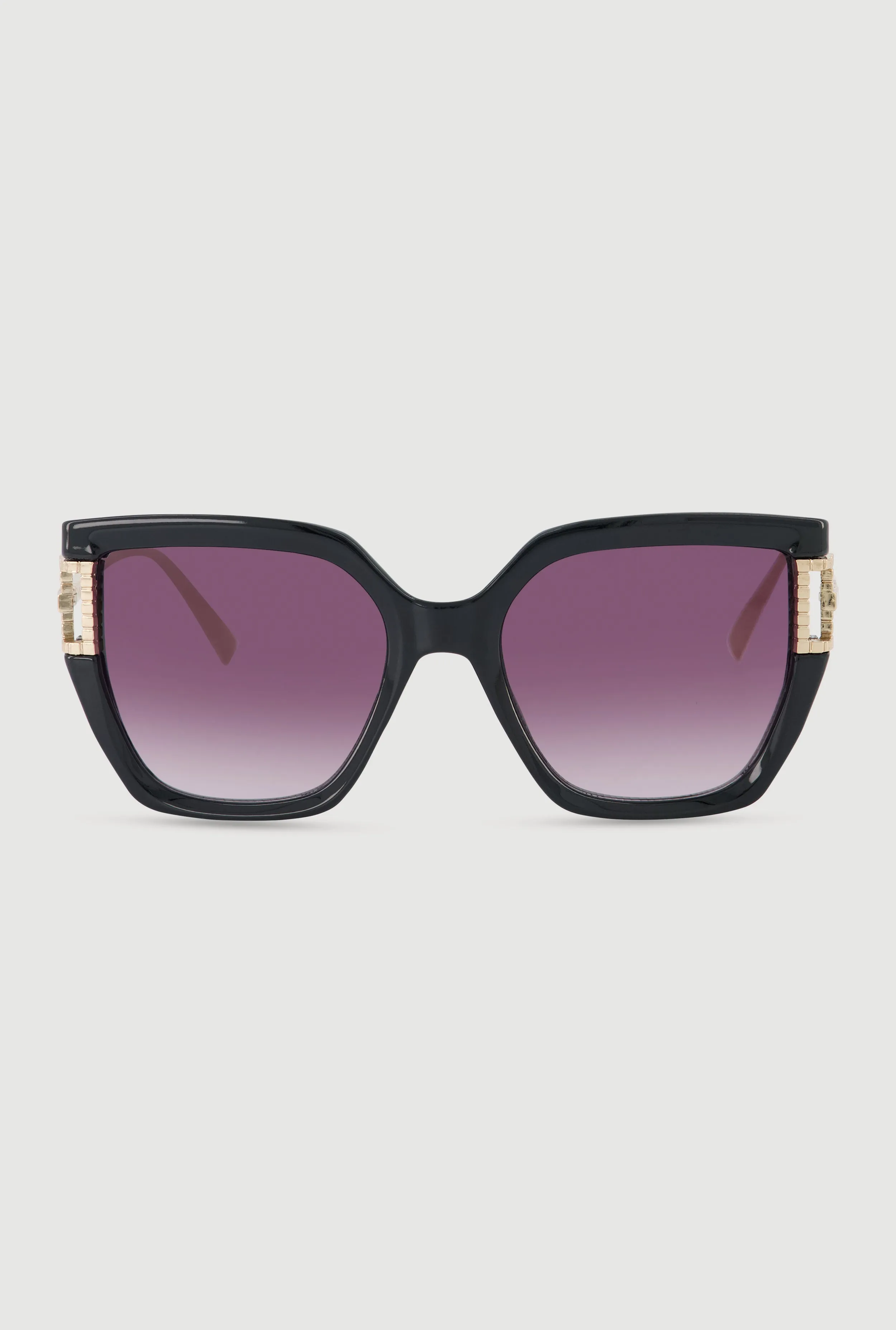 Metallic Detail Oversized Sunglasses with Gradient Lenses sold by Rainbow