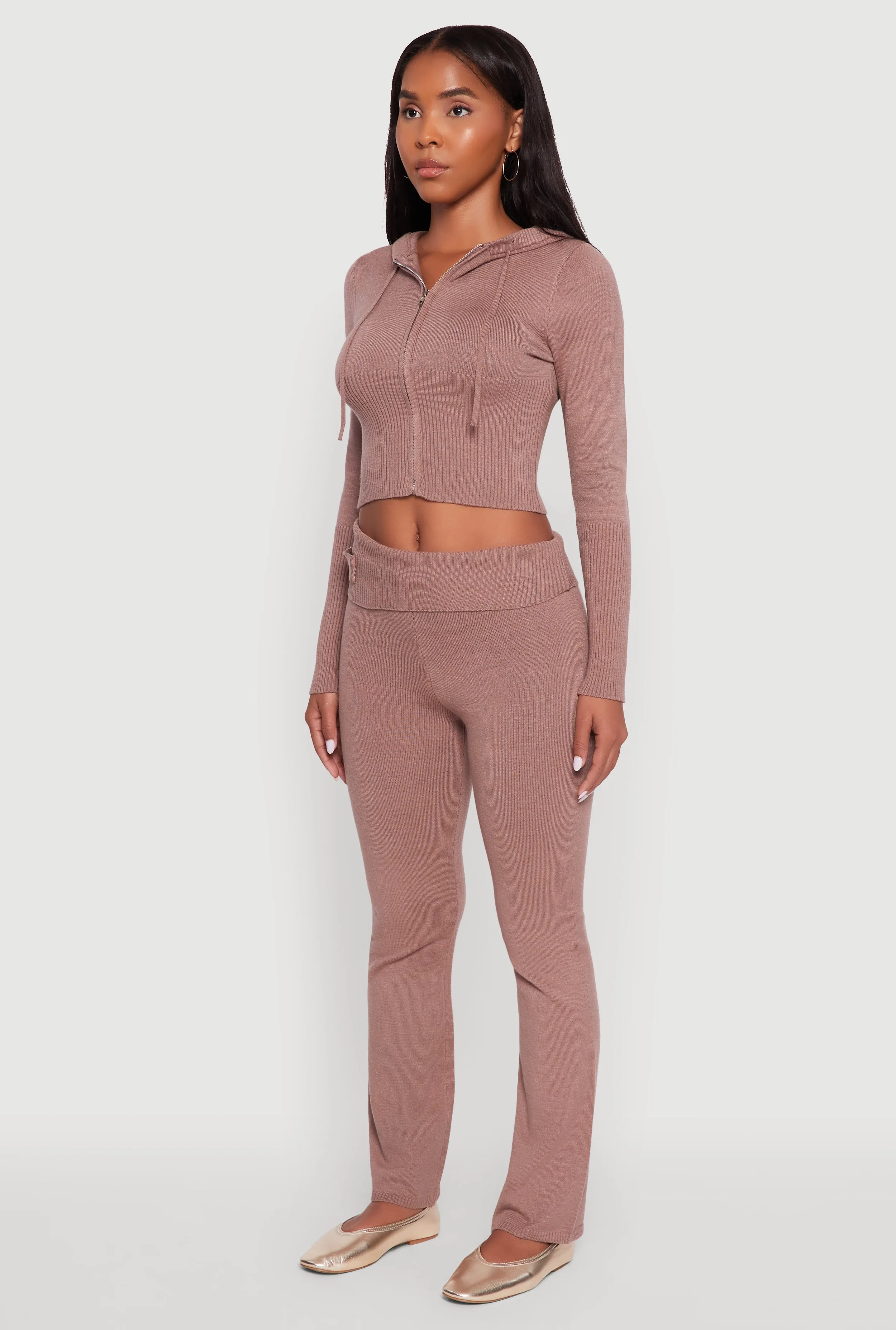 Cropped Zip Front Drawstring Hoodie sold by Rainbow product image thumbnail 5