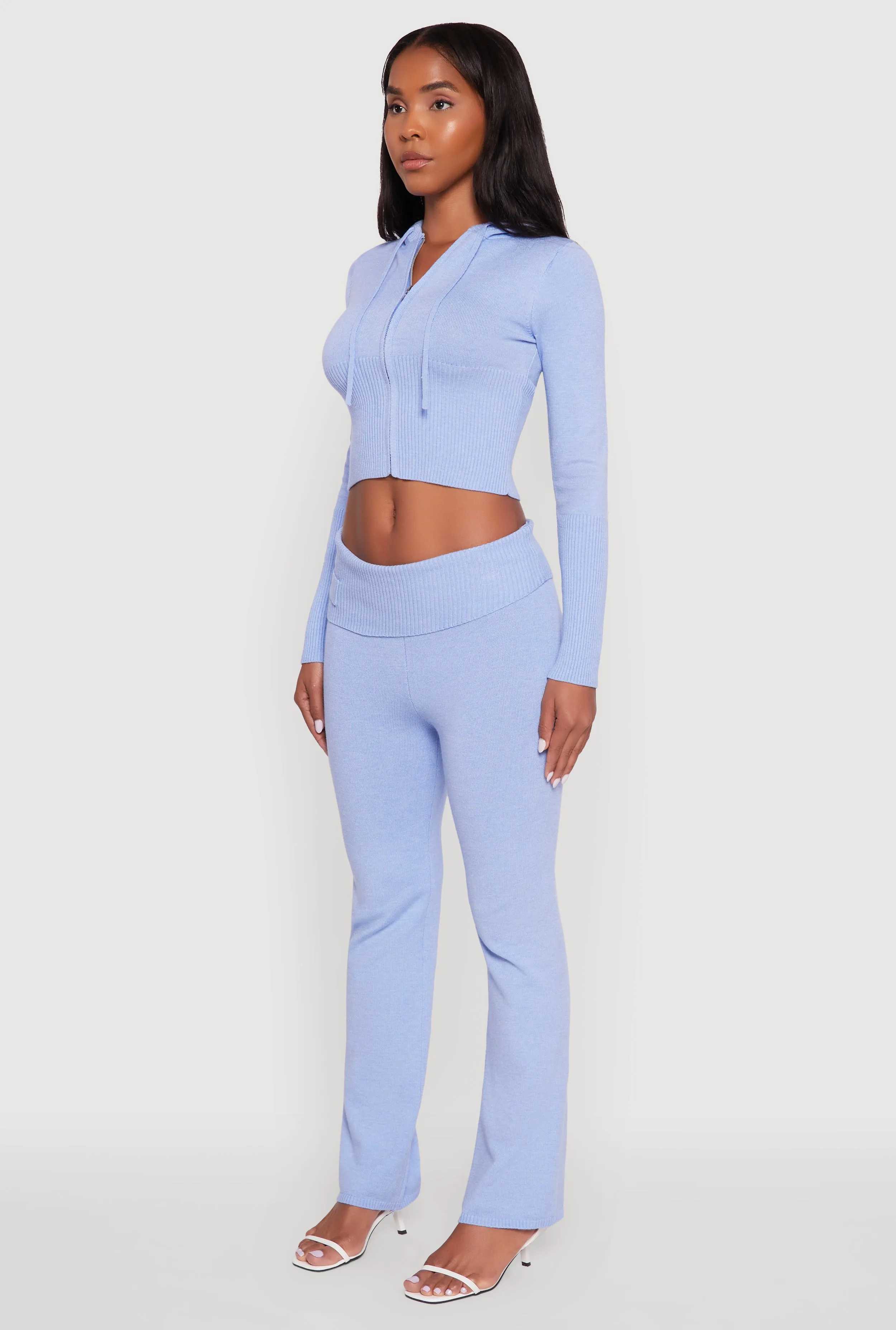 Cropped Zip Front Drawstring Hoodie sold by Rainbow product image thumbnail 5