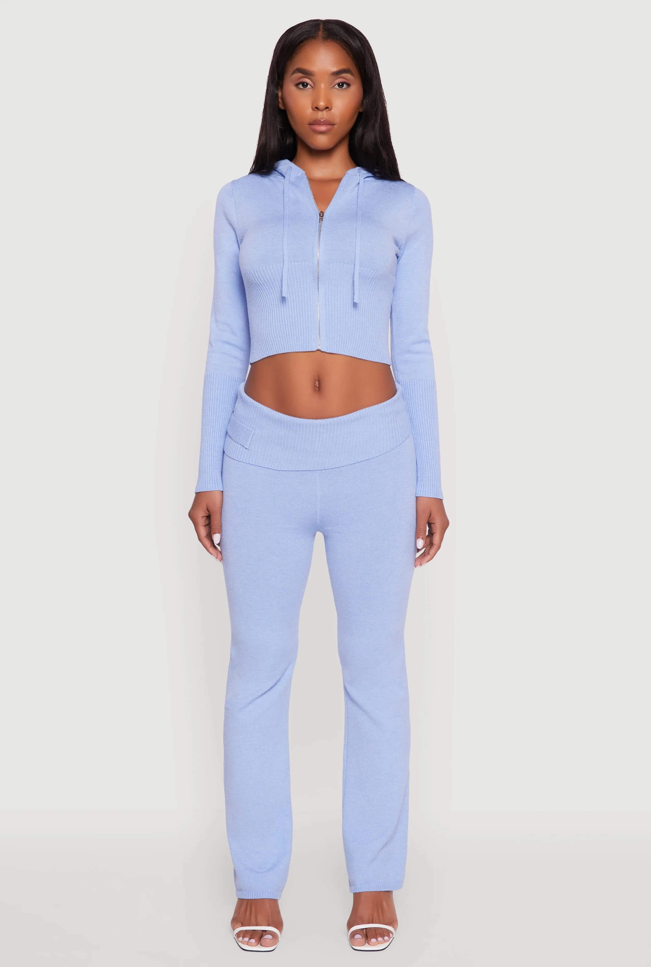 Cropped Zip Front Drawstring Hoodie sold by Rainbow product image thumbnail 3