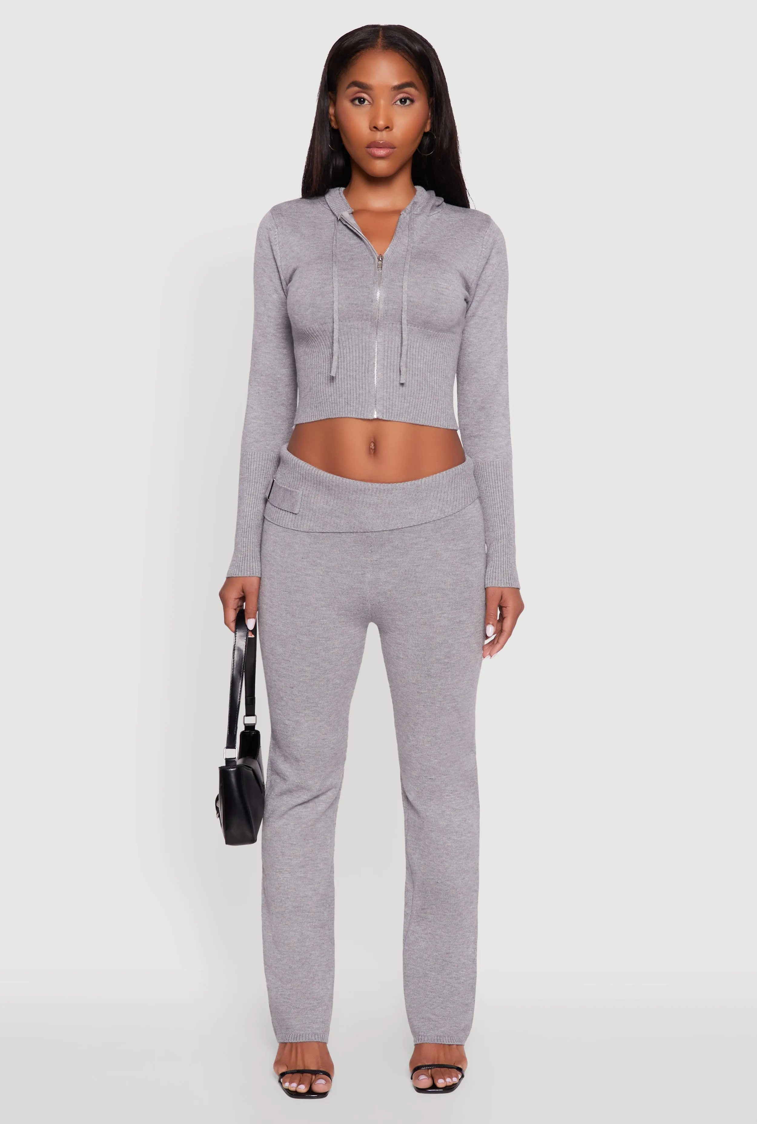 Cropped Zip Front Drawstring Hoodie sold by Rainbow product image thumbnail 3