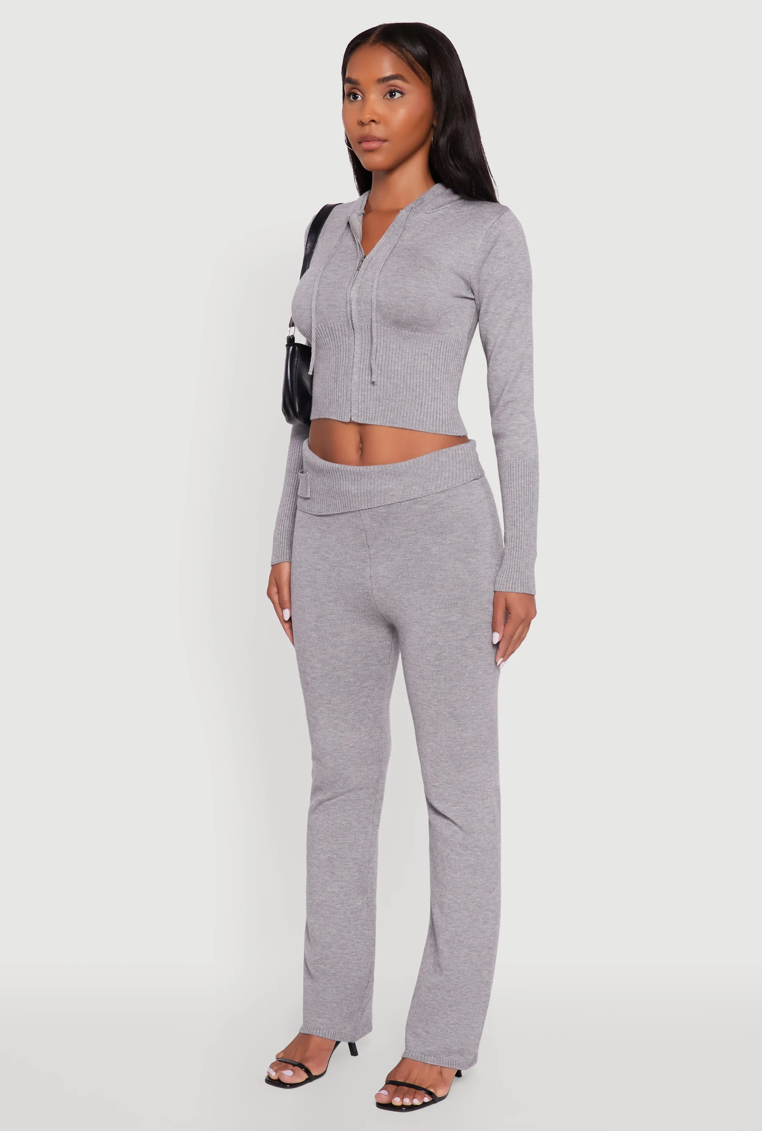 Cropped Zip Front Drawstring Hoodie sold by Rainbow product image thumbnail 5