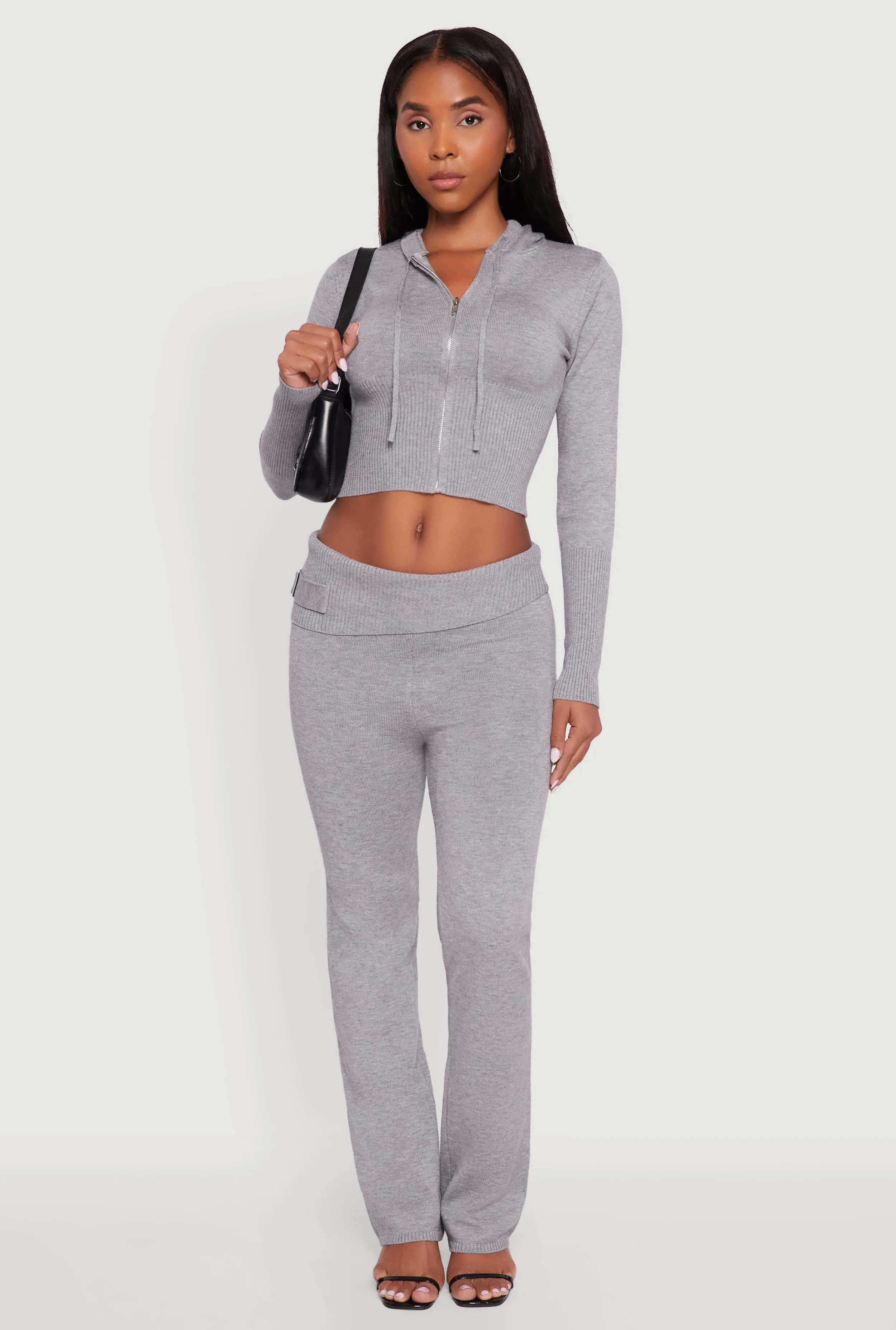 Cropped Zip Front Drawstring Hoodie sold by Rainbow product image thumbnail 2