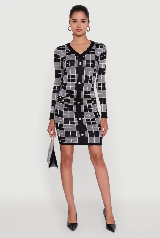 Checkered Plaid Long Sleeve Dress sold by Rainbow