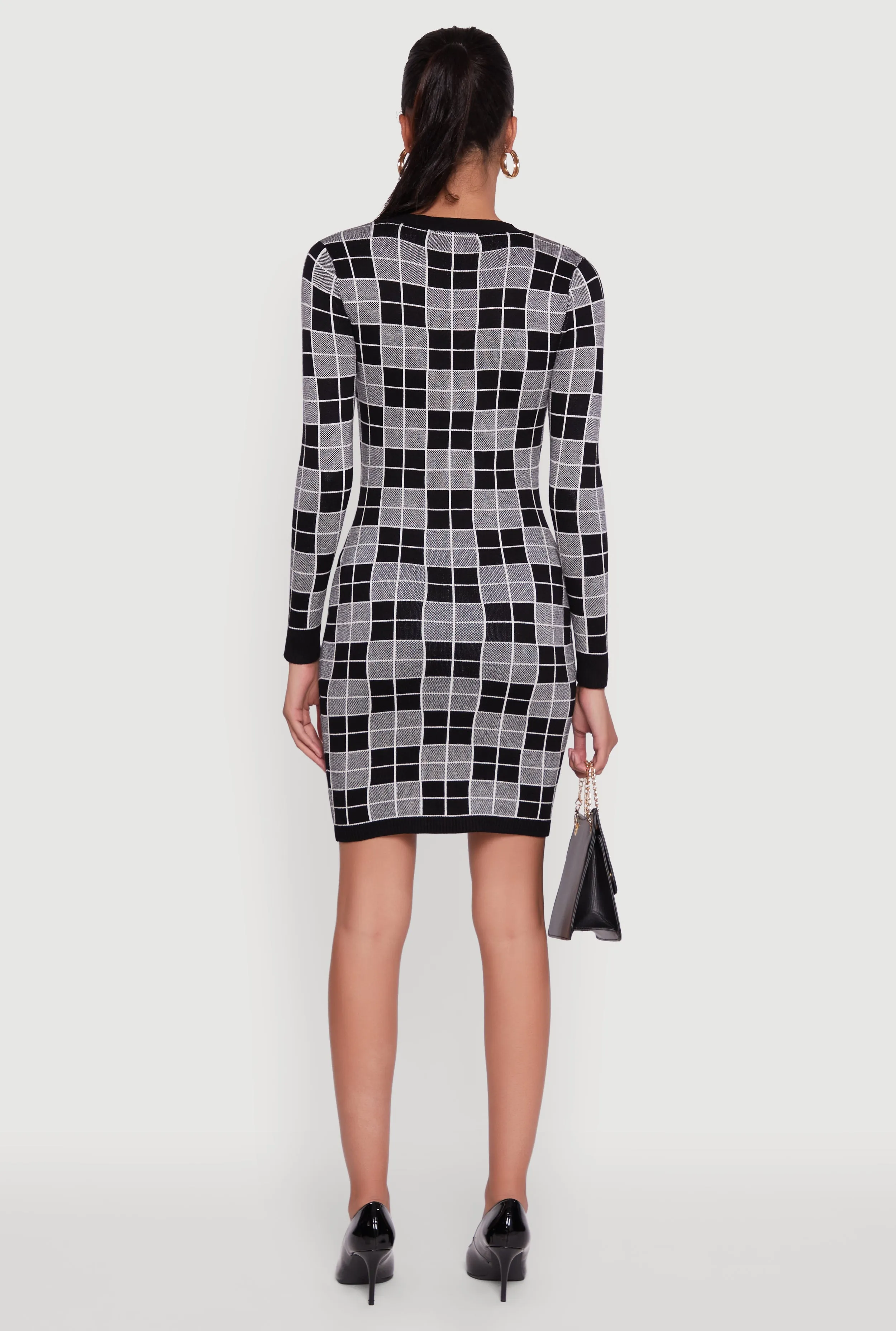 Checkered Plaid Long Sleeve Dress sold by Rainbow product image thumbnail 5
