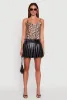 Faux Leather Drop Waist Pleated Skirt sold by Rainbow