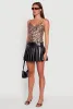 Faux Leather Drop Waist Pleated Skirt sold by Rainbow