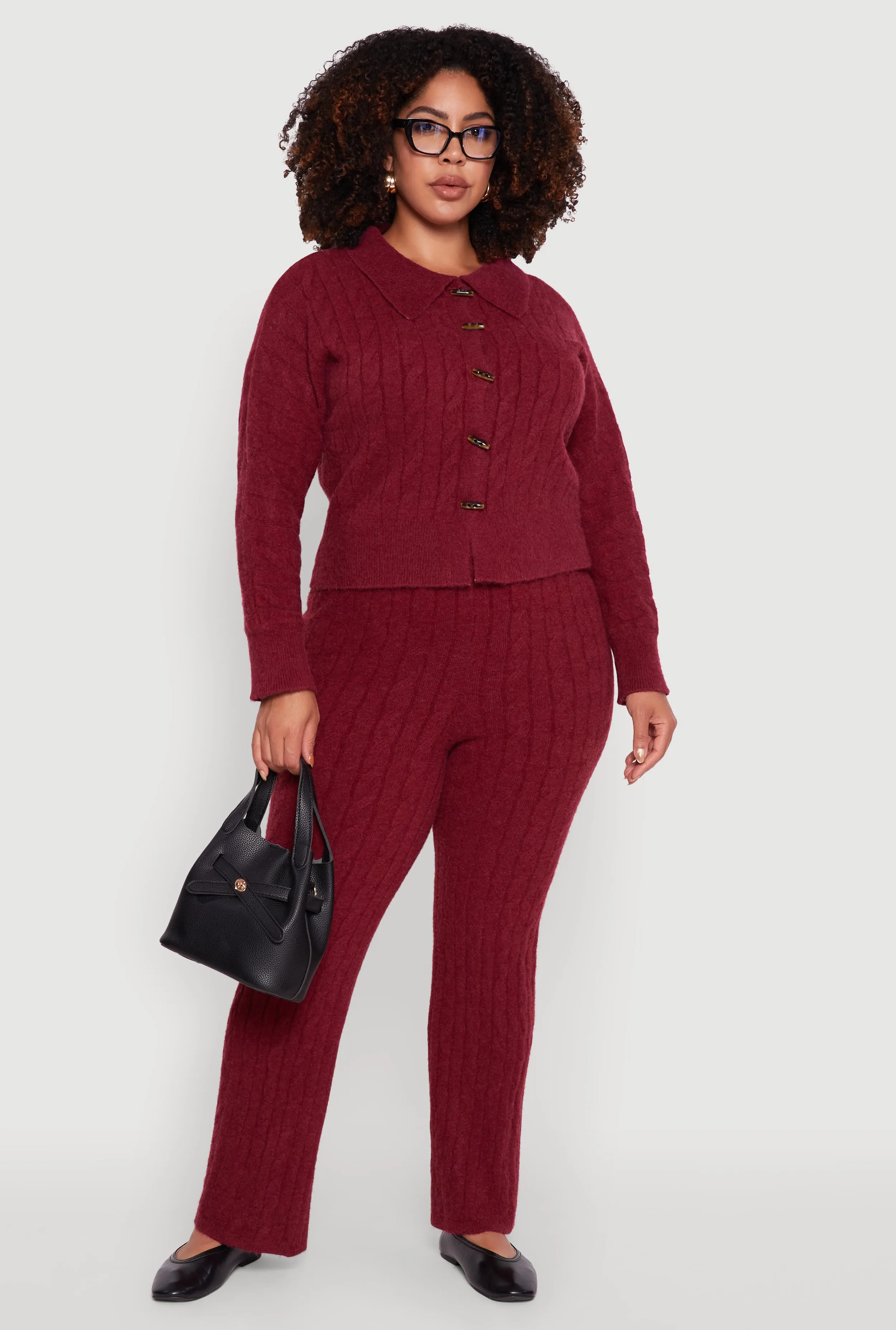 Plus Size Cable Knit Button Front Cardigan sold by Rainbow product image thumbnail 3