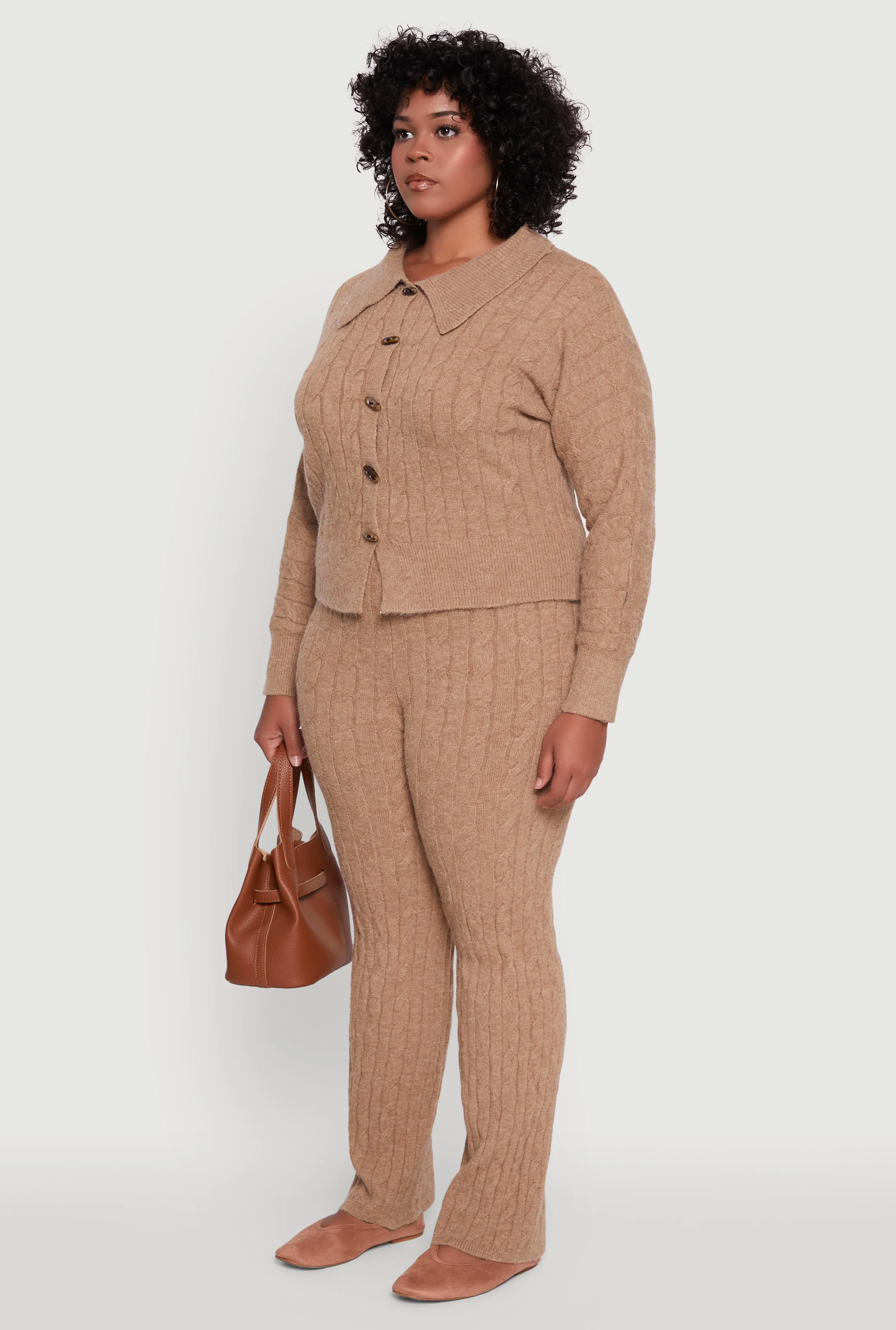 Plus Size Cable Knit Button Front Cardigan sold by Rainbow product image thumbnail 5