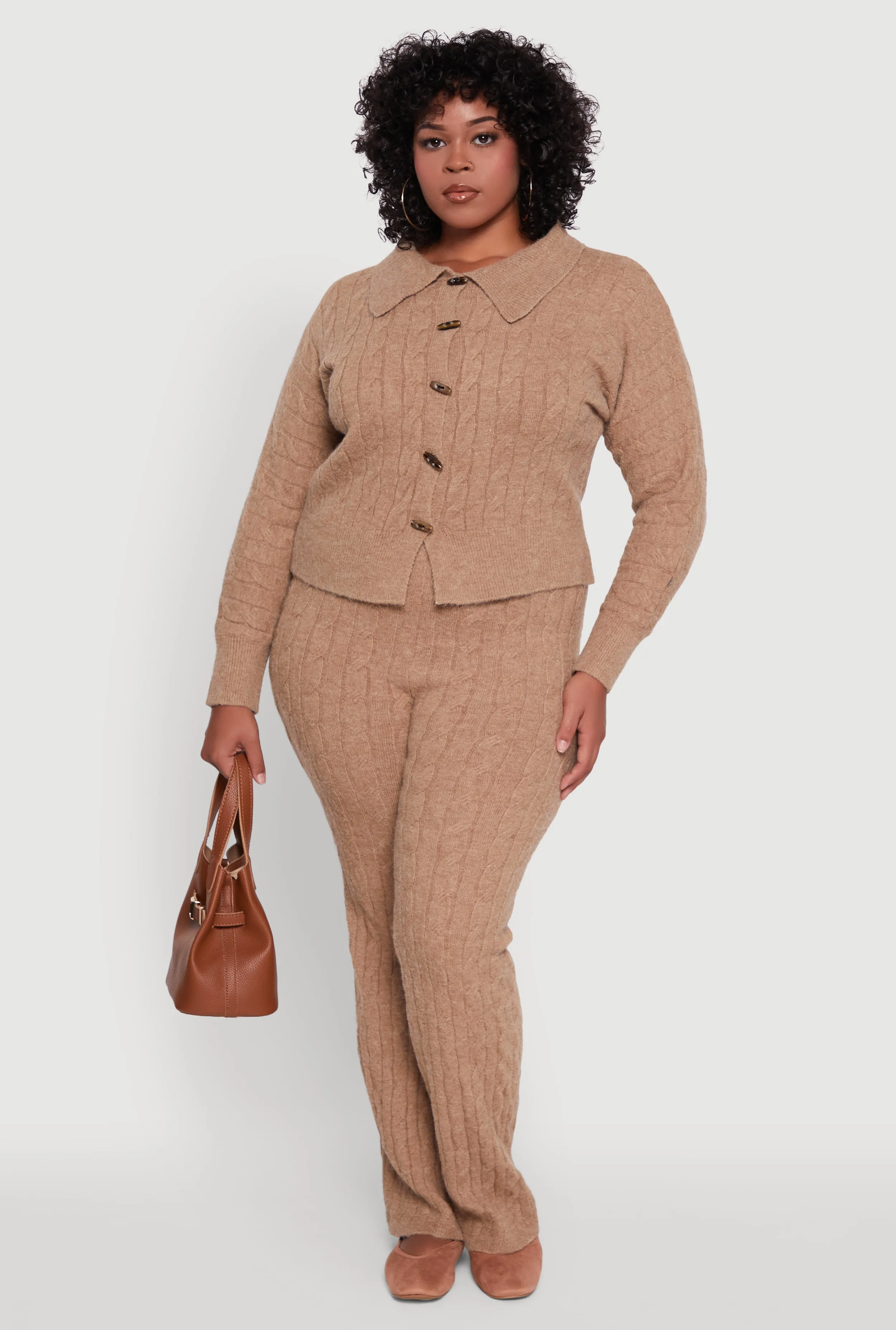 Plus Size Cable Knit Button Front Cardigan sold by Rainbow product image thumbnail 2