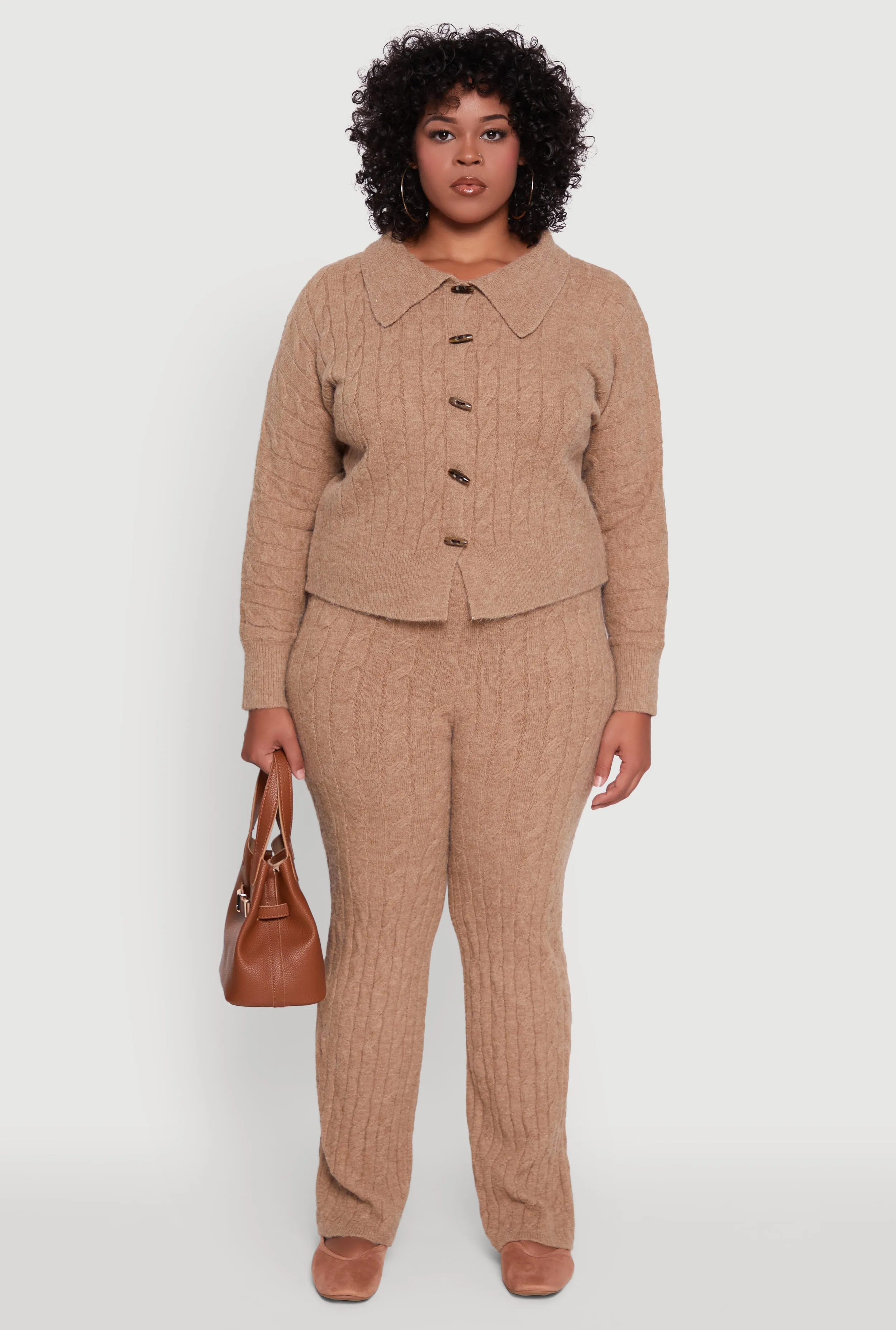 Plus Size Cable Knit Button Front Cardigan sold by Rainbow product image thumbnail 3