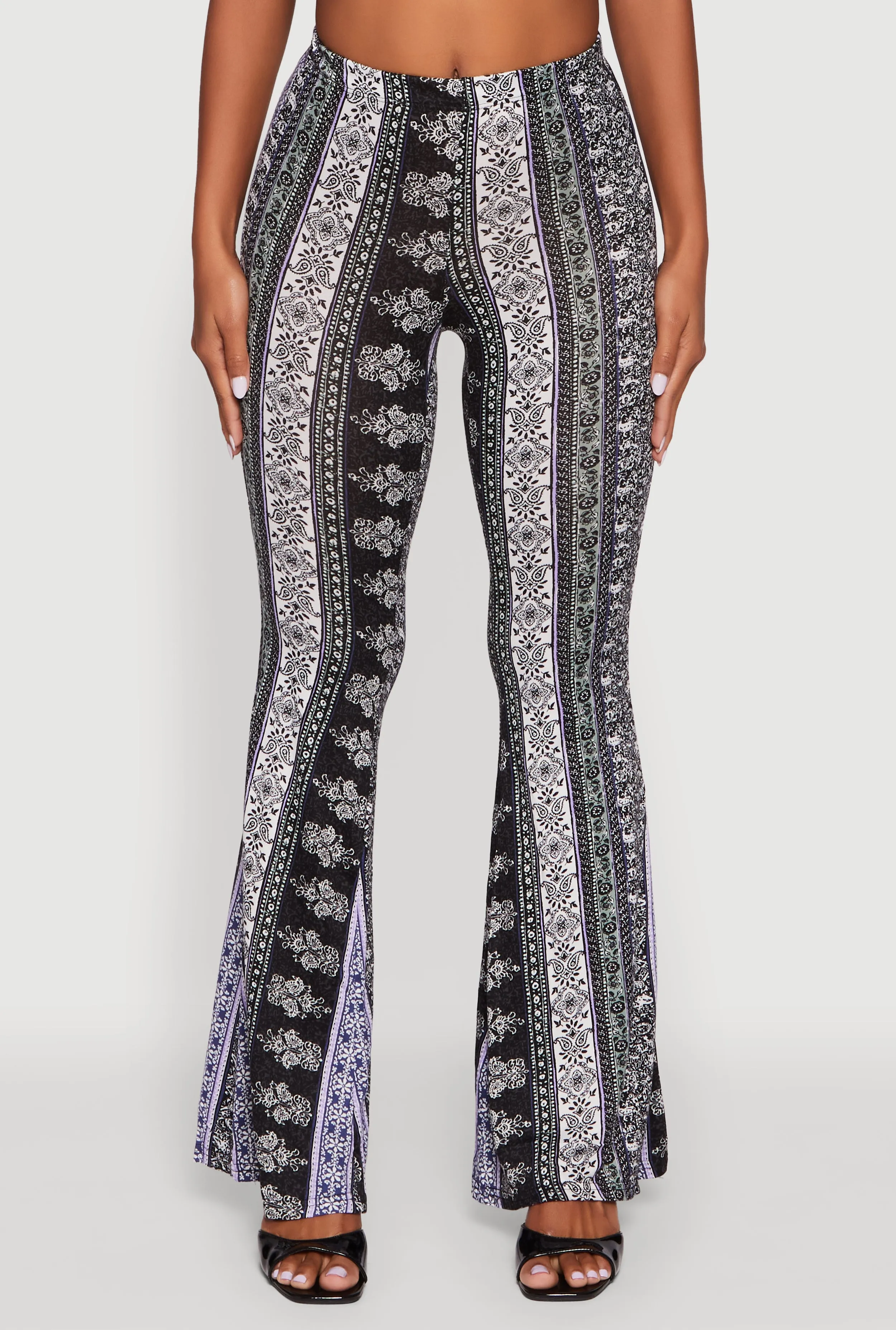 Boho Border Print High Waisted Flare Leg Pants sold by Rainbow product image thumbnail 5