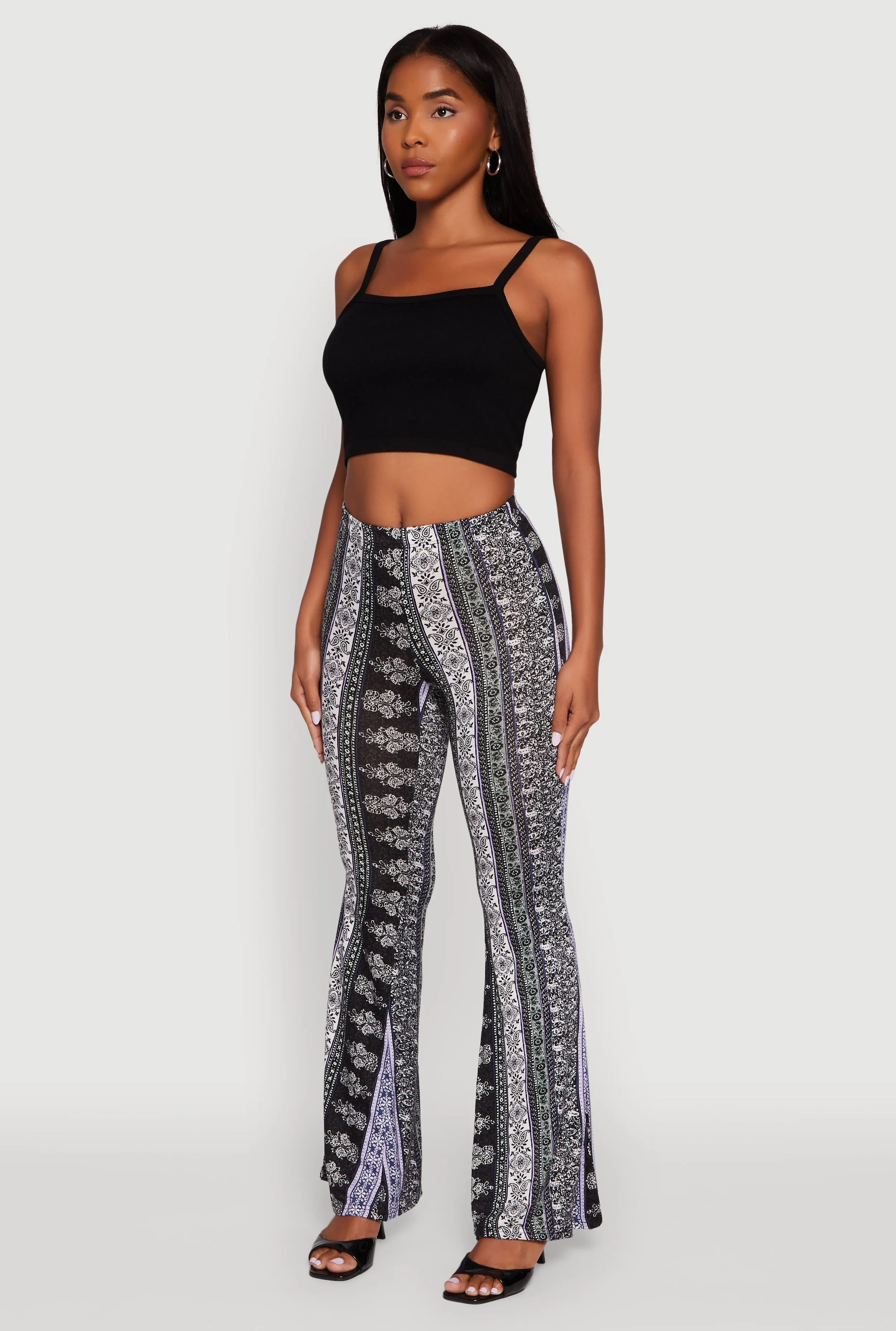 Boho Border Print High Waisted Flare Leg Pants sold by Rainbow product image thumbnail 3