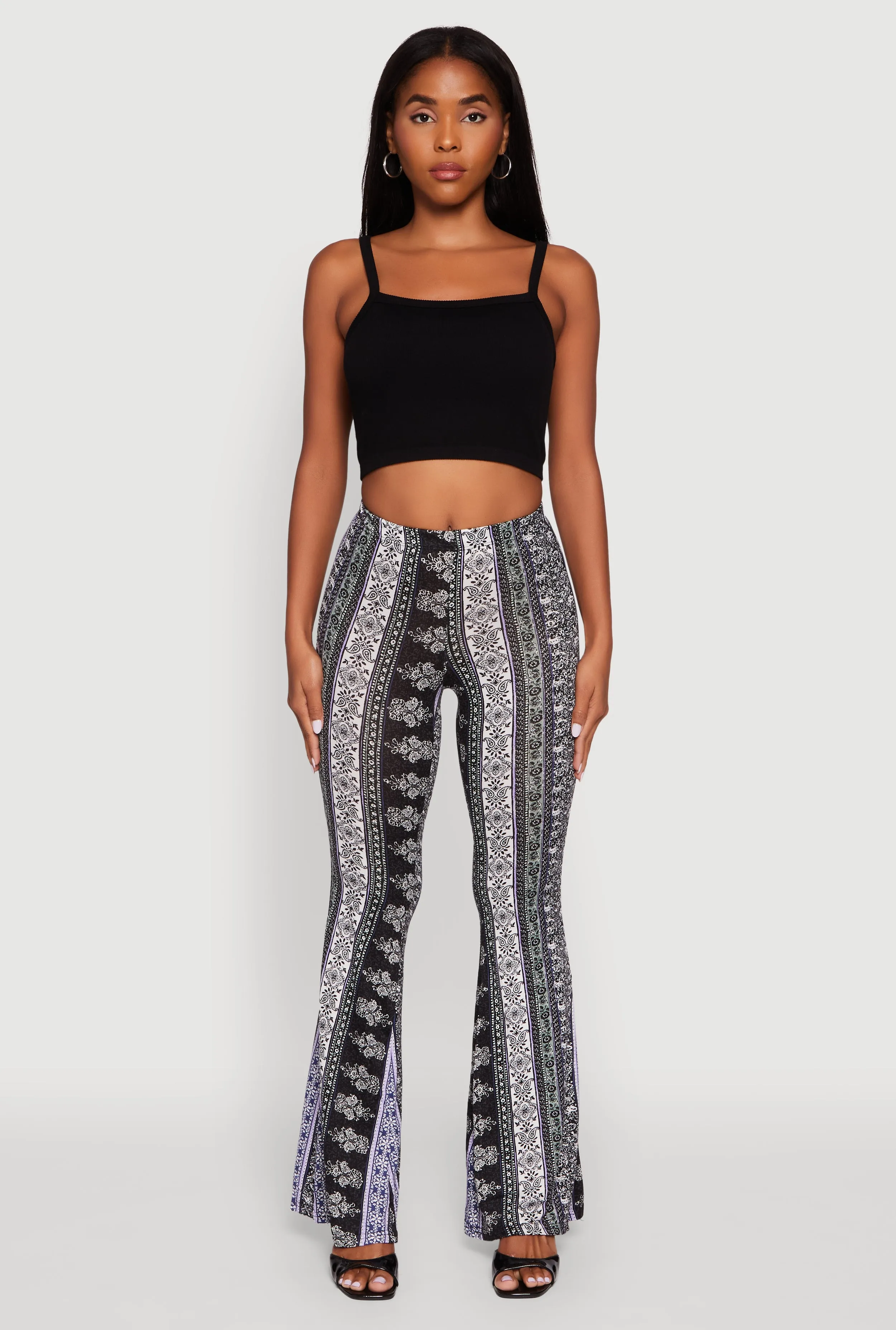 Boho Border Print High Waisted Flare Leg Pants sold by Rainbow product image thumbnail 2