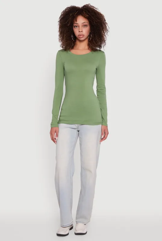 Basic Long Sleeve Crew Neck T Shirt sold by Rainbow